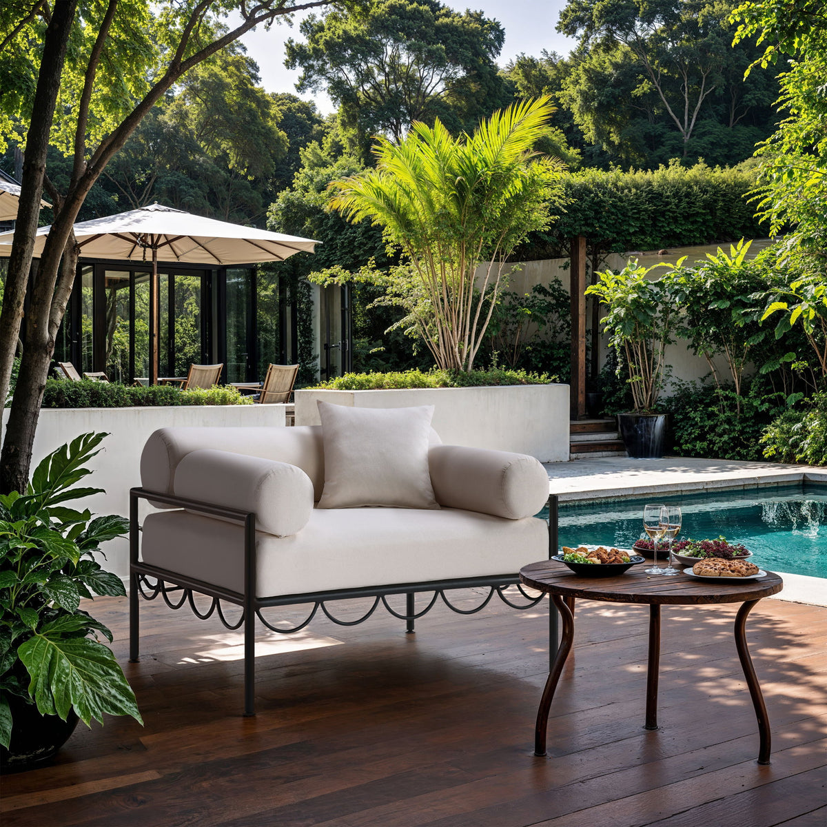 Portofino - Resilient Water Repellent Fabric Upholstered Outdoor Patio Chair