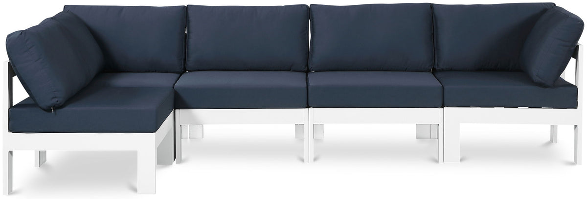Nizuc - Outdoor Patio 5 Piece Modular Sectional With White Frame