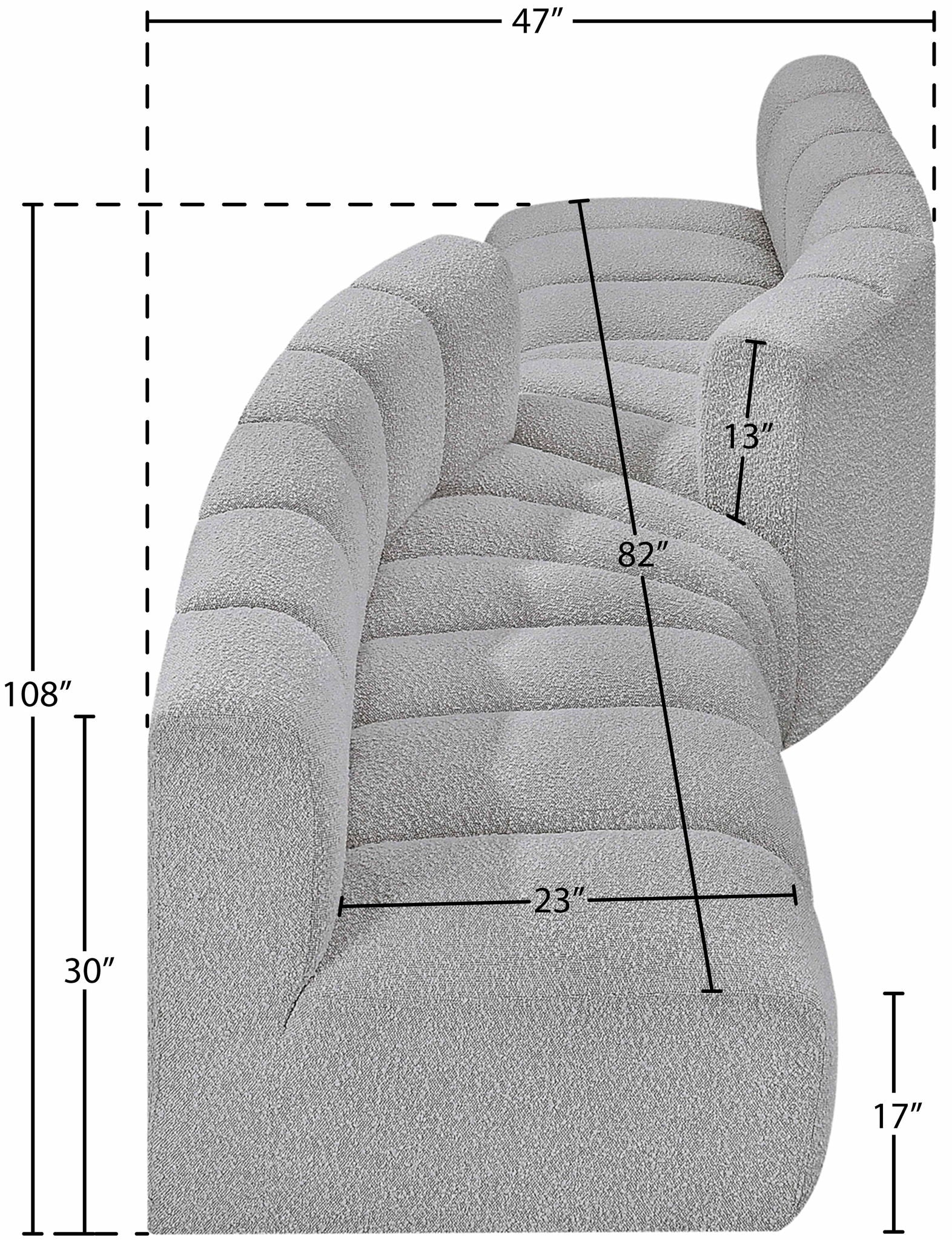 Arc - Boucle Fabric 4 Piece Sofa
