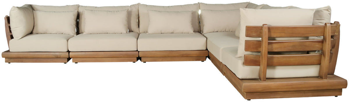 Mirella - 6 Piece Water Resistant Fabric Upholstered Outdoor Patio Modular Sectional