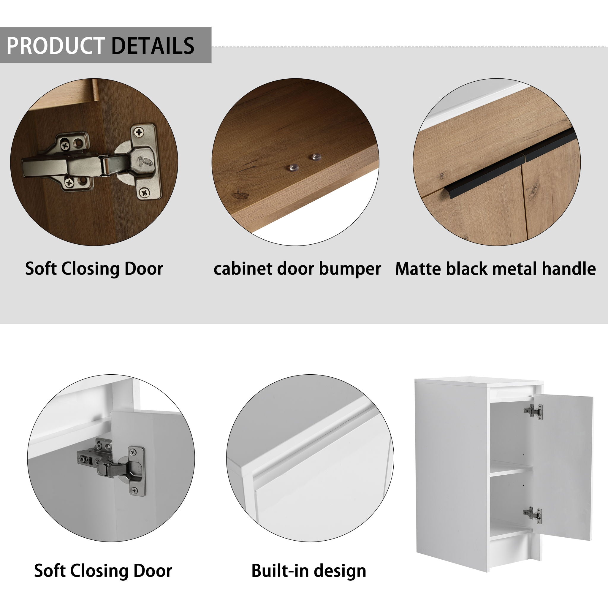 48" Freestanding Bathroom Vanity With Sink And 2 Storage Cabinets, Soft Closing Door - Imitative Oak / White