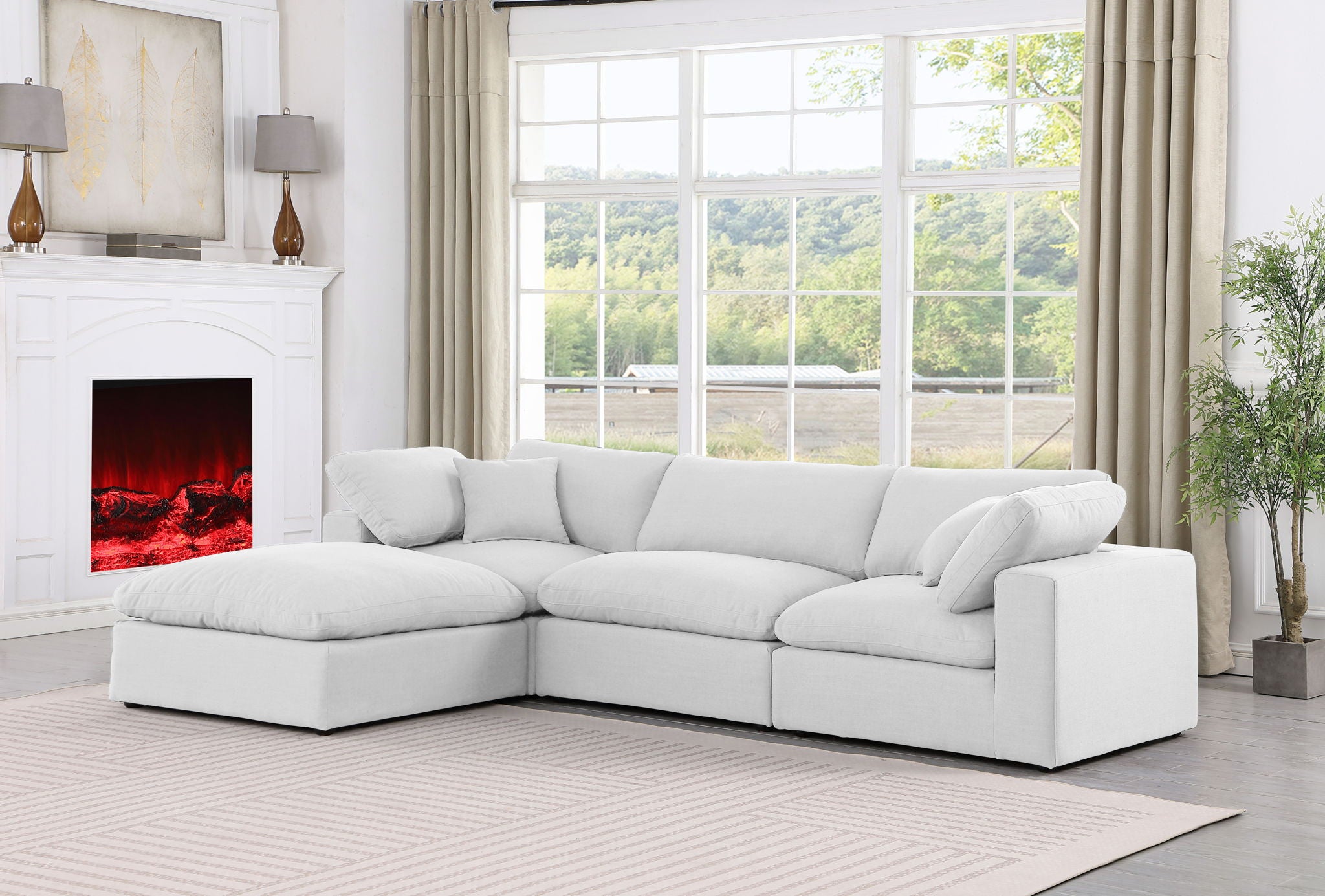 Comfy - 4 Piece Linen Fabric Modular Sectional With Chaise