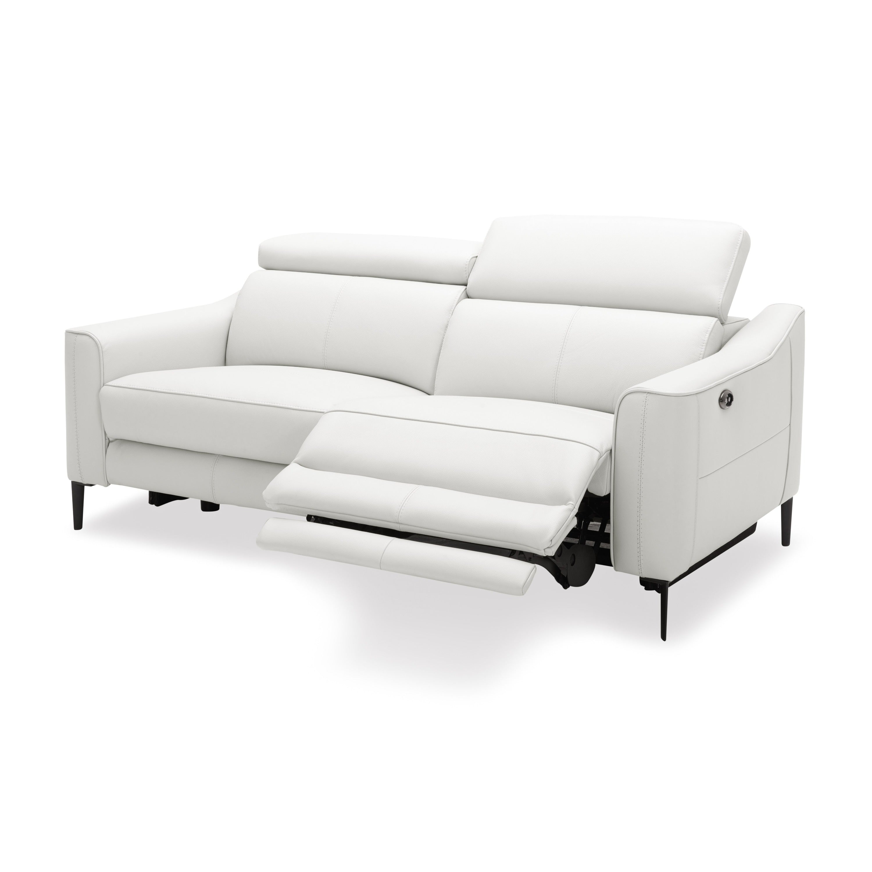 Divani Casa Eden - Modern White Leather Loveseat With 2 Recliners