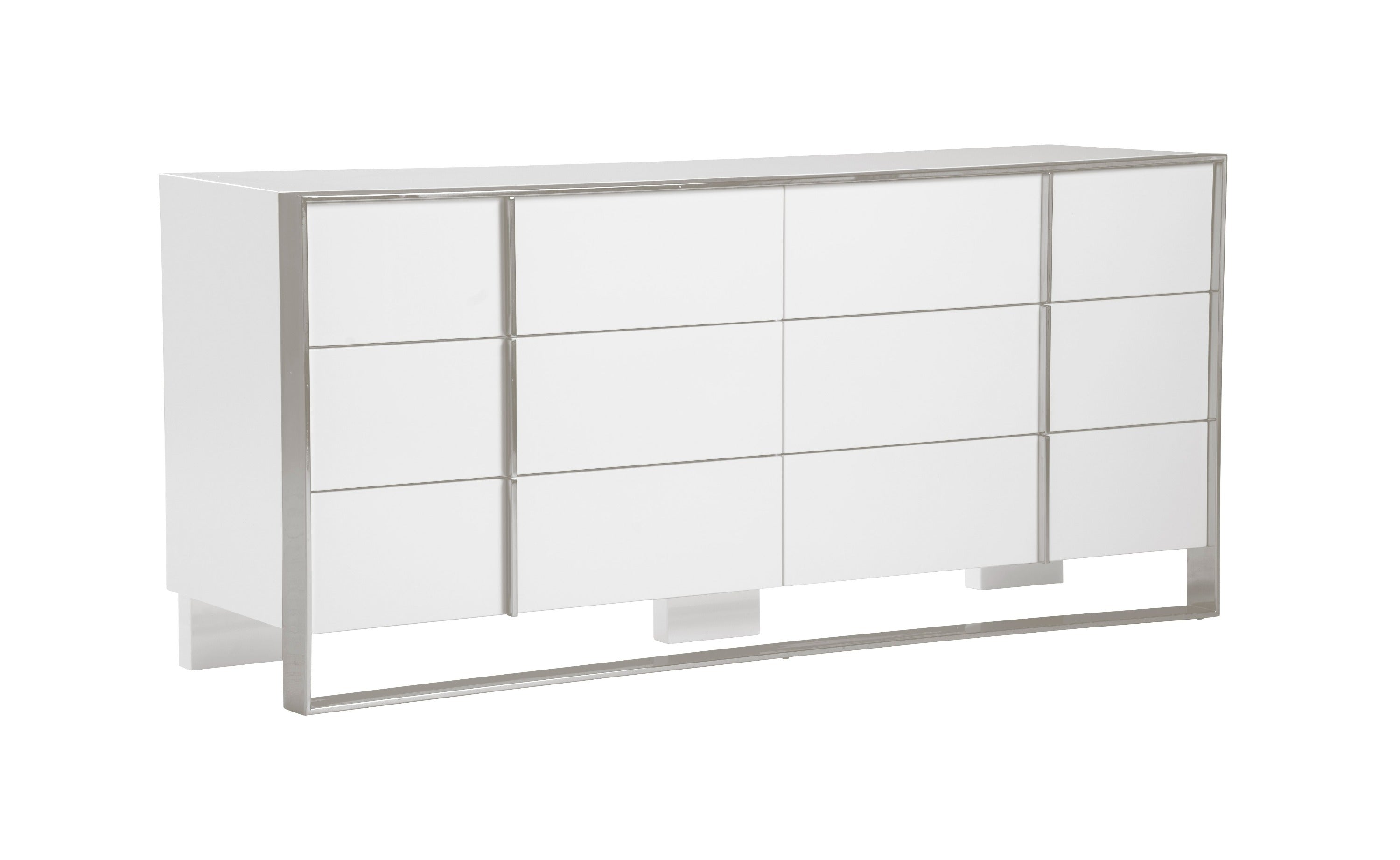 Modrest Cartier - Modern White + Stainless Steel Dresser