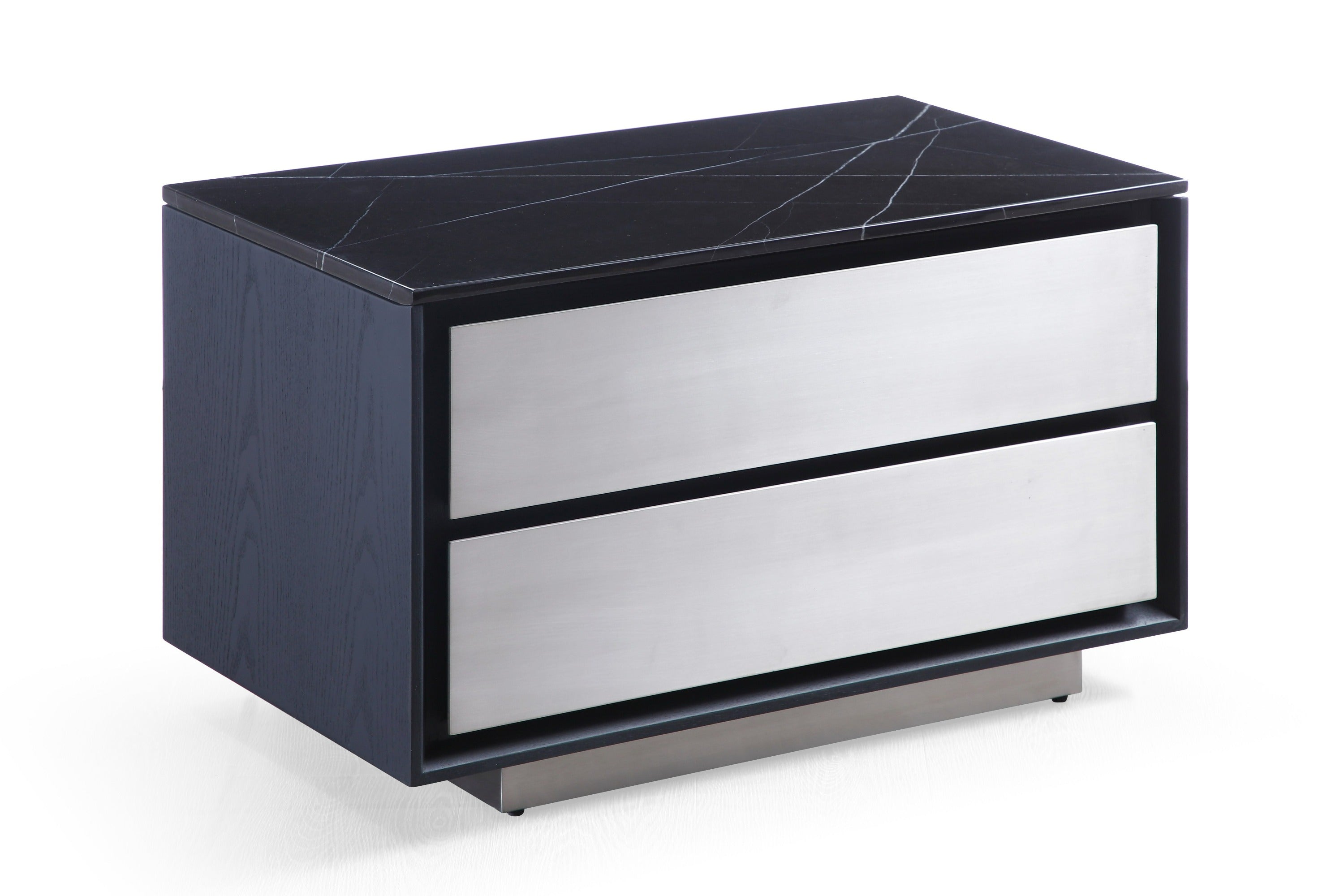 Modrest Concord - Modern Grey Velvet + Black Marble + Black Ash + Aluminum Bedroom Set