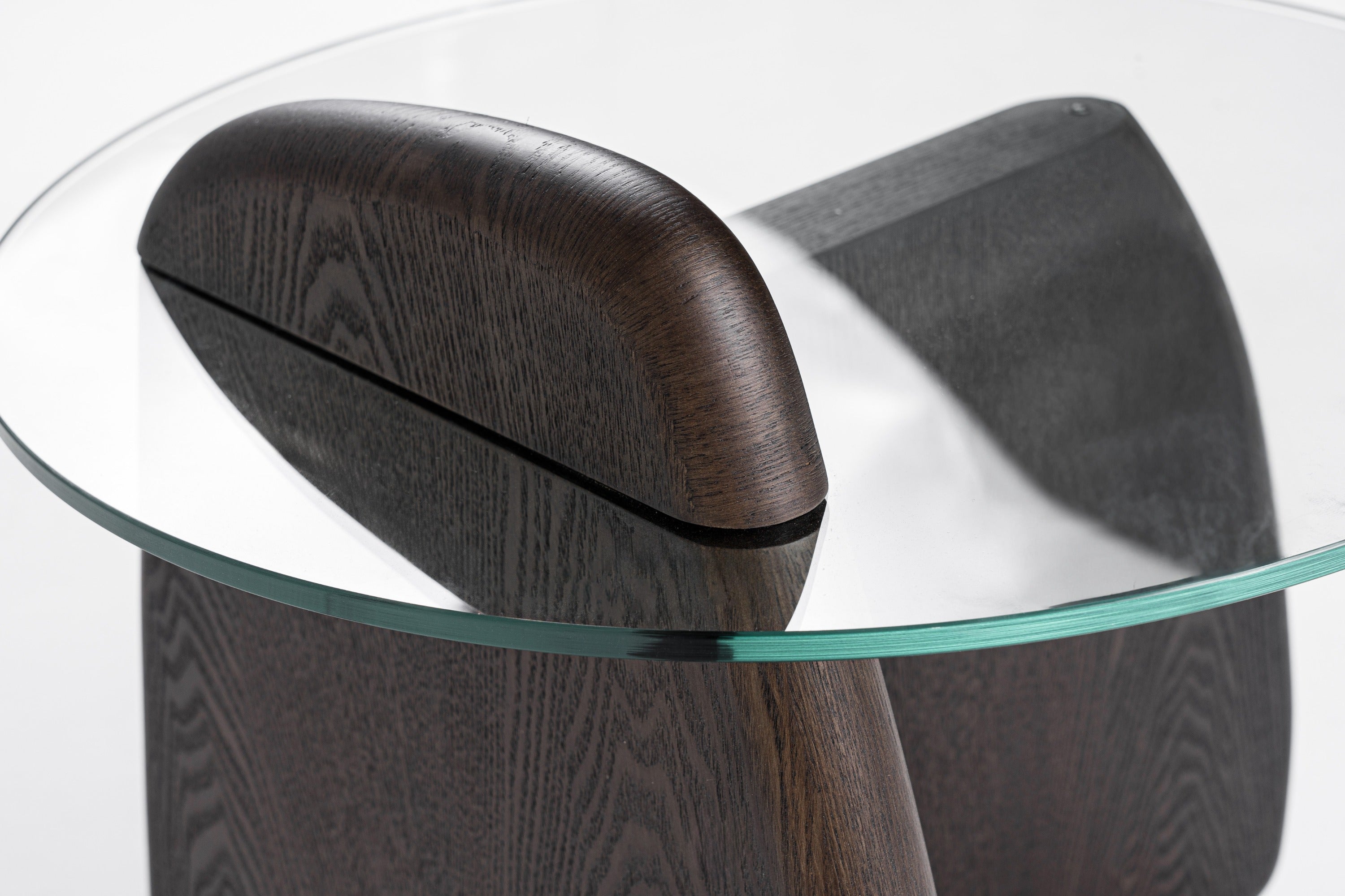 Modrest Buxton - Mid-Century Modern Glass + Dark Walnut End Table