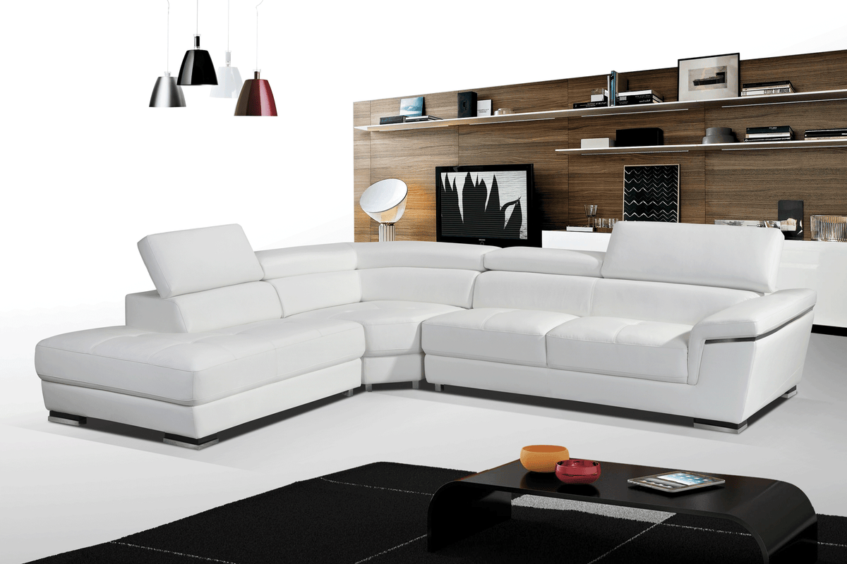 2383 White Top-grain Leather LAF Sectional