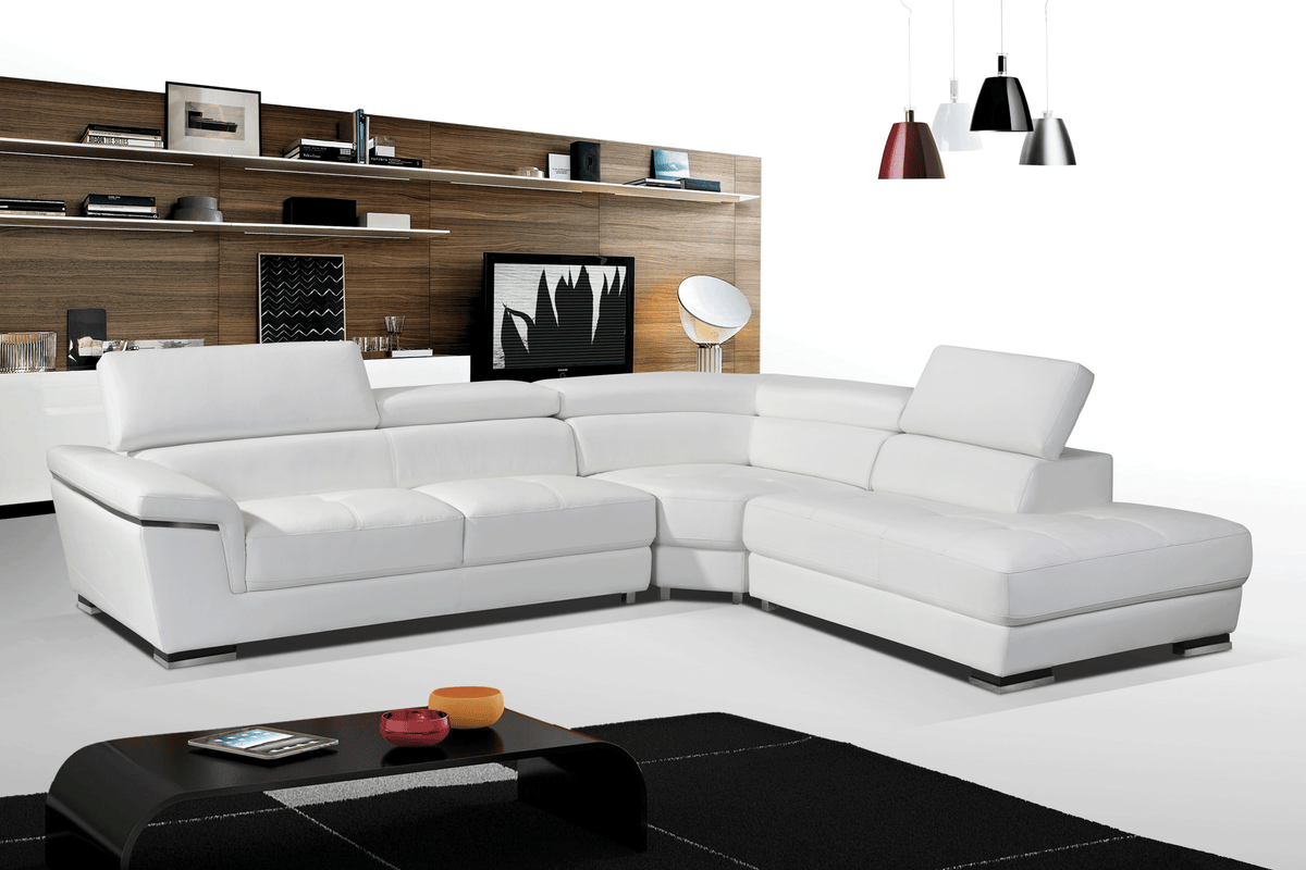 2383 White Top-grain Leather RAF Sectional