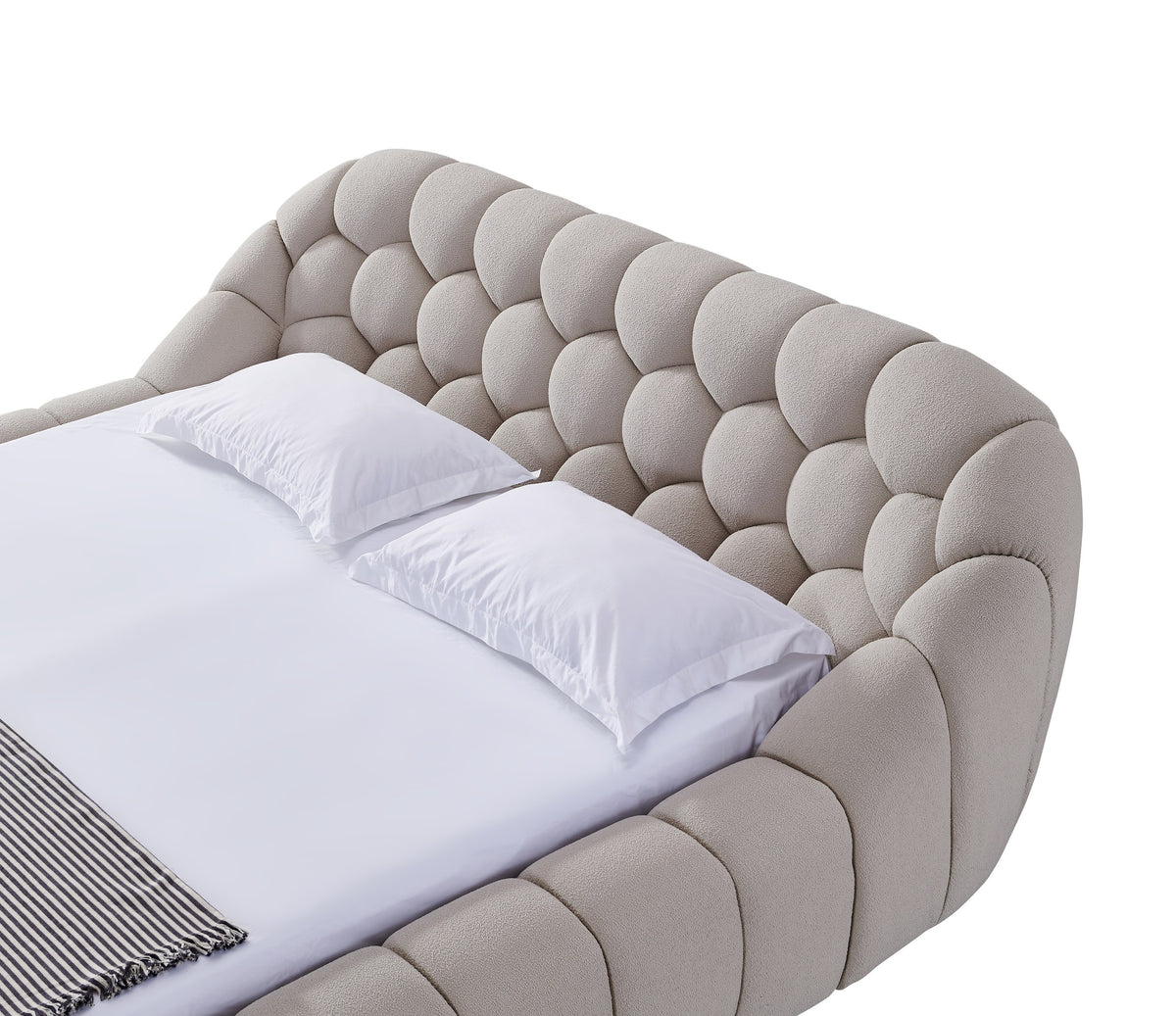Yolonda - Modern Beige Fabric Bed