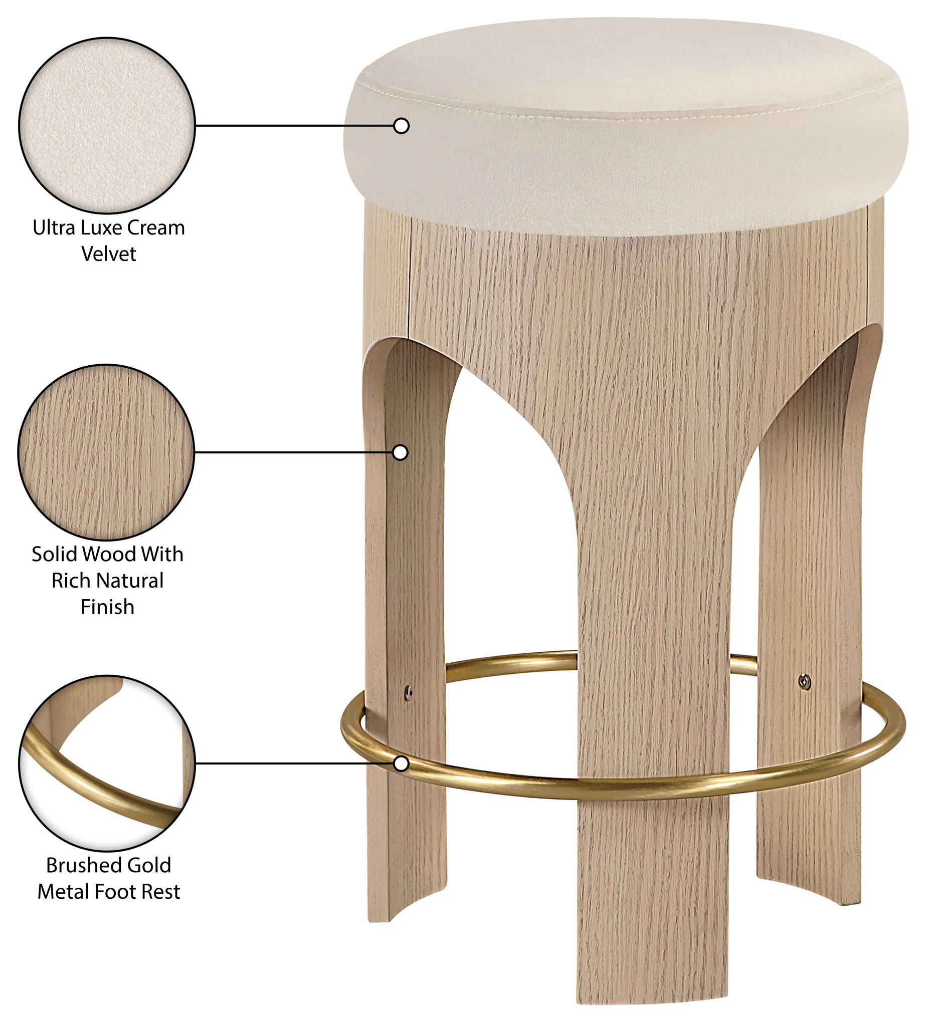 Bocceli - Counter Stool - Natural Base