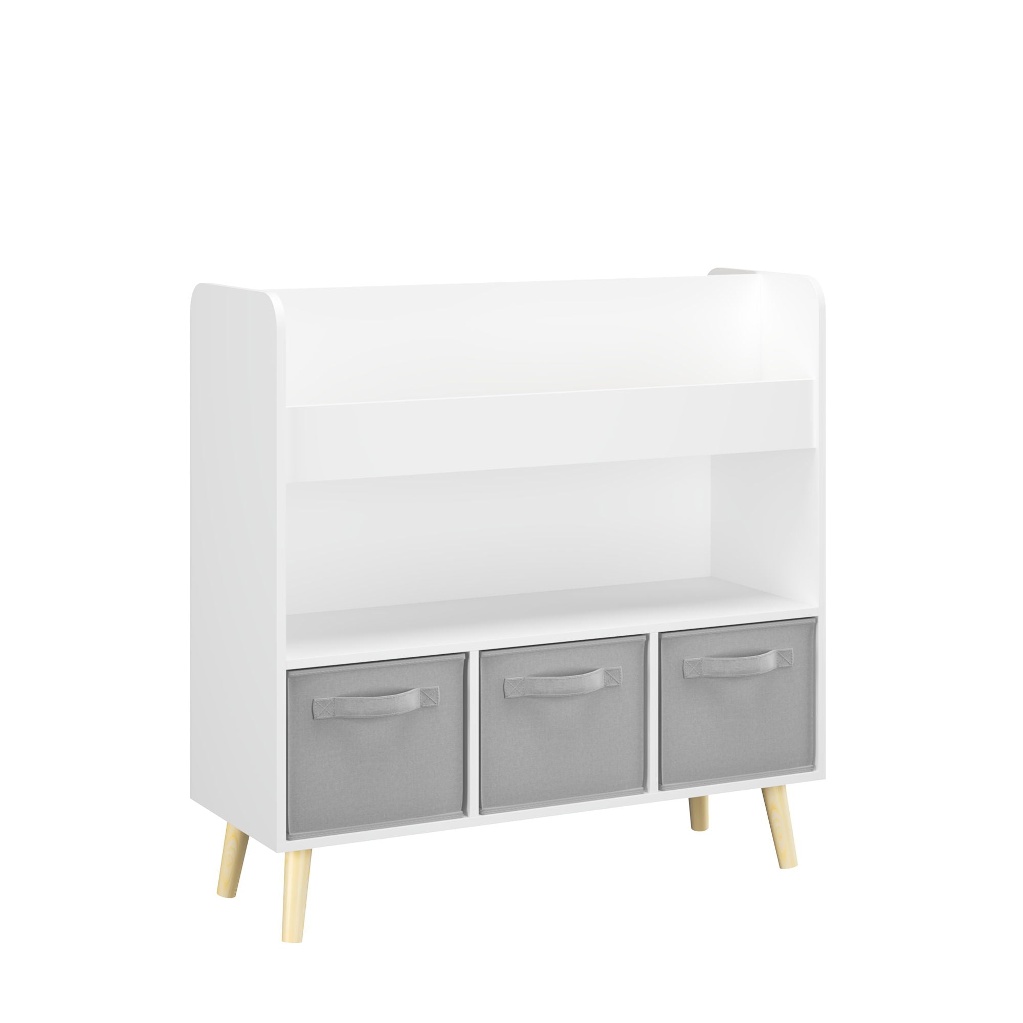 Bookshelf With 3 Bins, Storage Shelf For Toys And Books