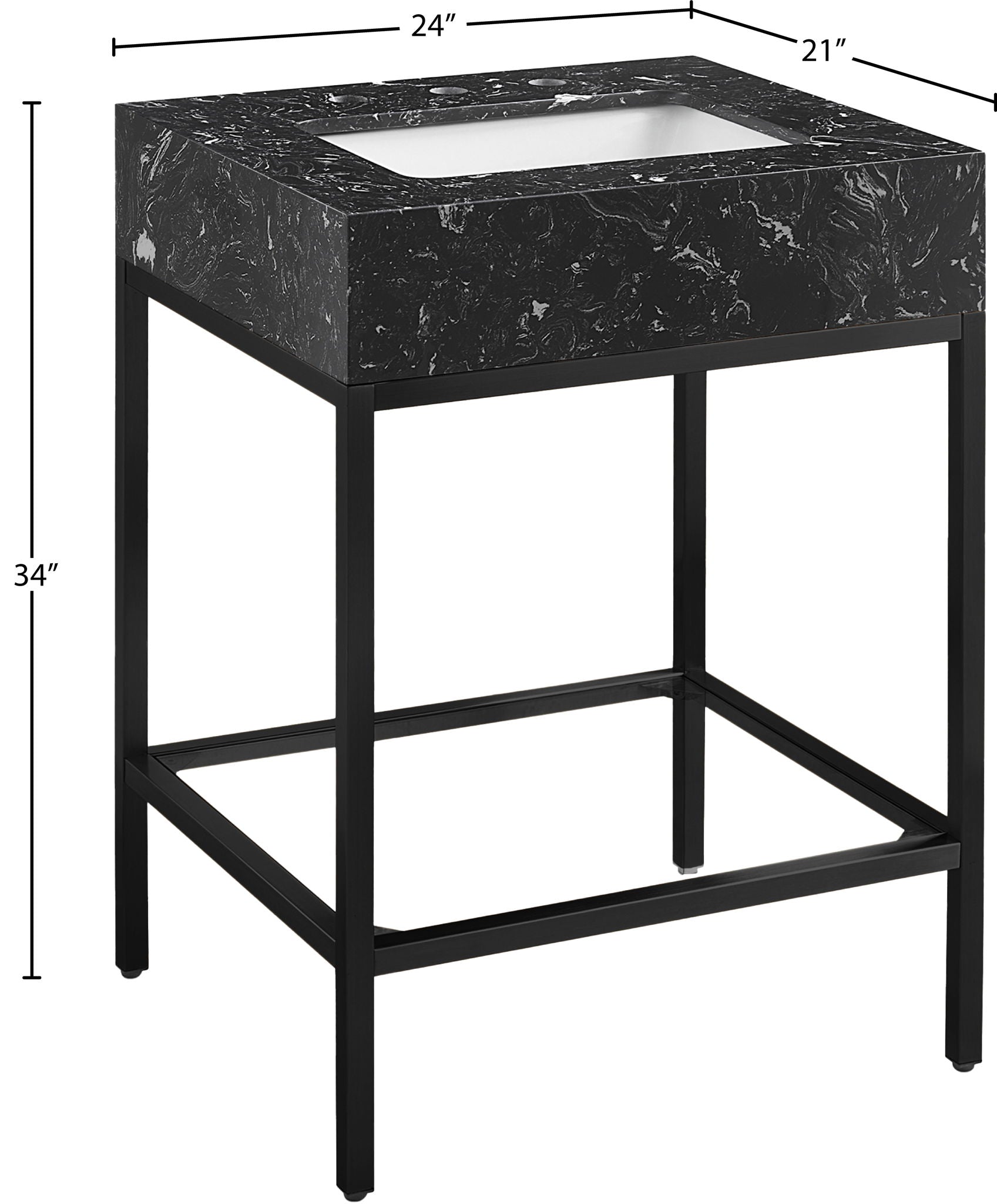 Marmo - Engineered Marble Bathroom Vanity With Black Base