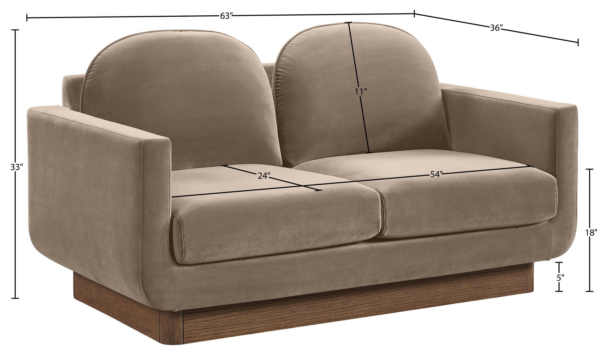 Diviento - Velvet Performance Fabric Upholstered Loveseat