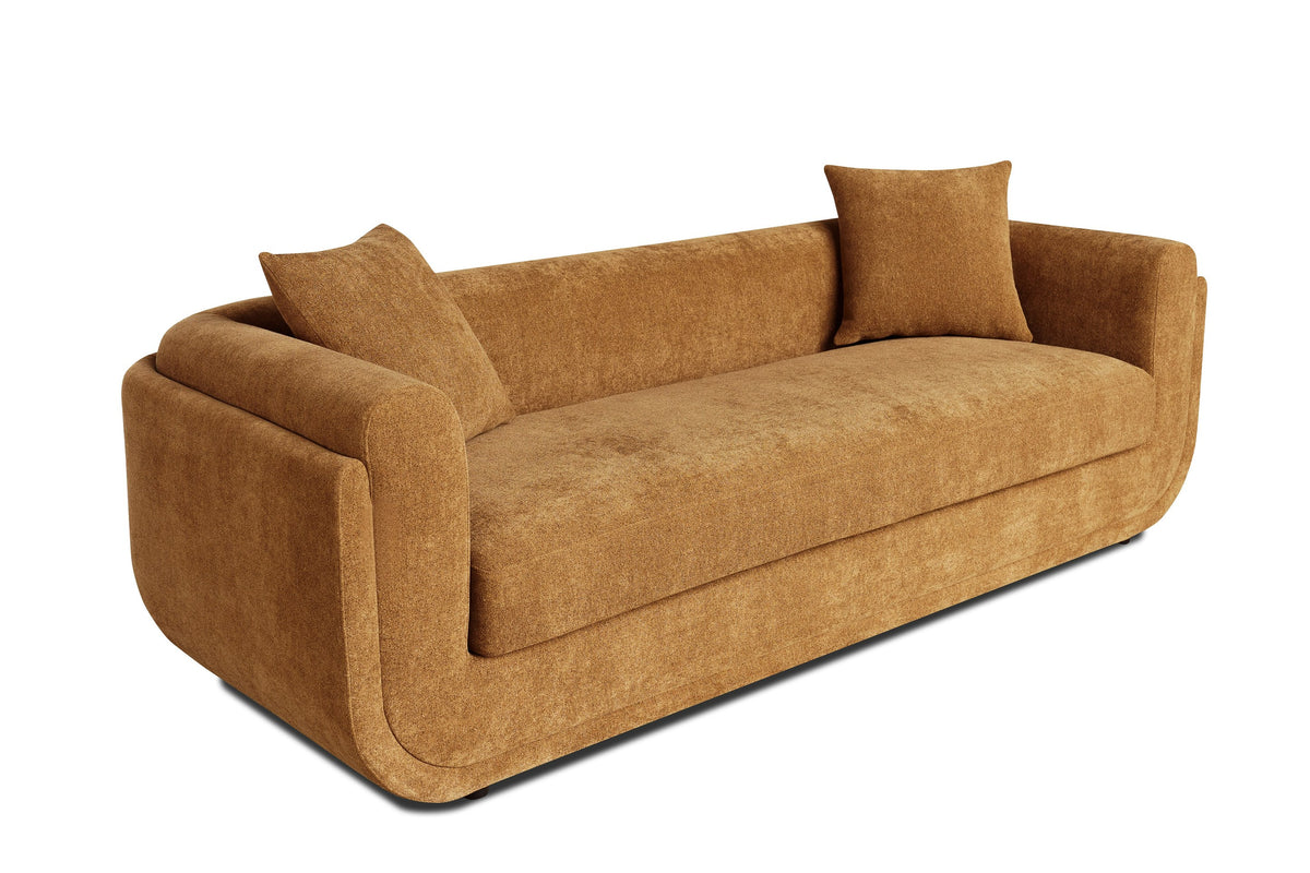 Tiene - Modern Orange Fabric 3-Seat Sofa