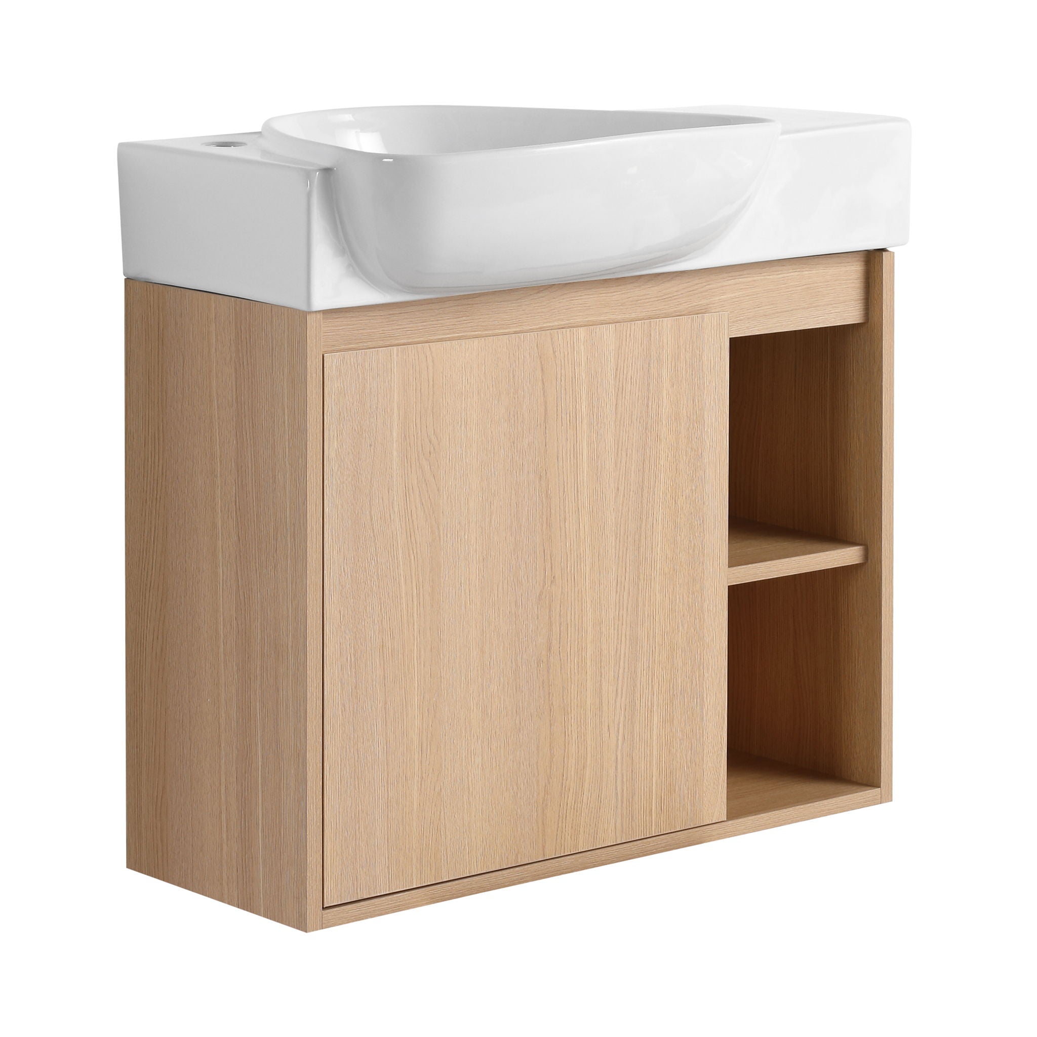 26" Wall Mounted Bathroom Vanity With Sink & Soft Close Door - Oak