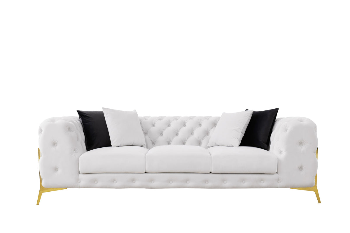 Clarice - Transitional Light Beige Velvet Sofa Set