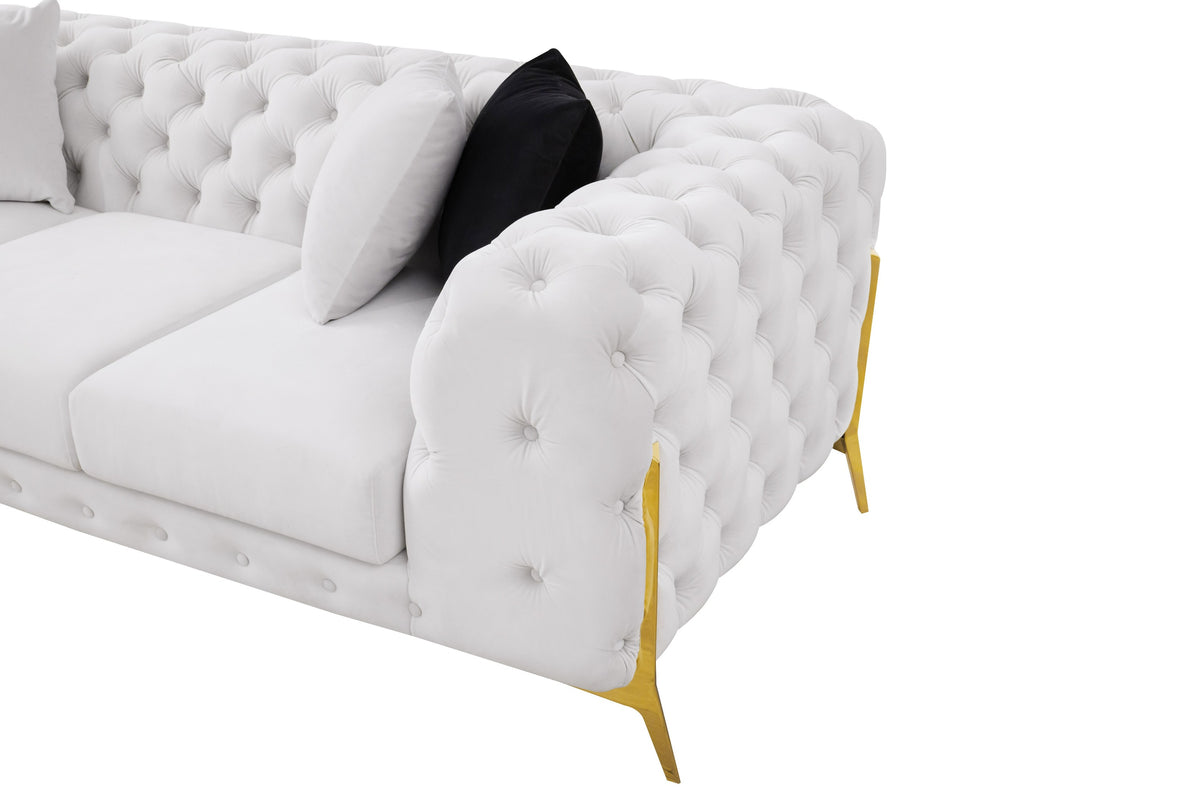 Clarice - Transitional Light Beige Velvet Sofa Set