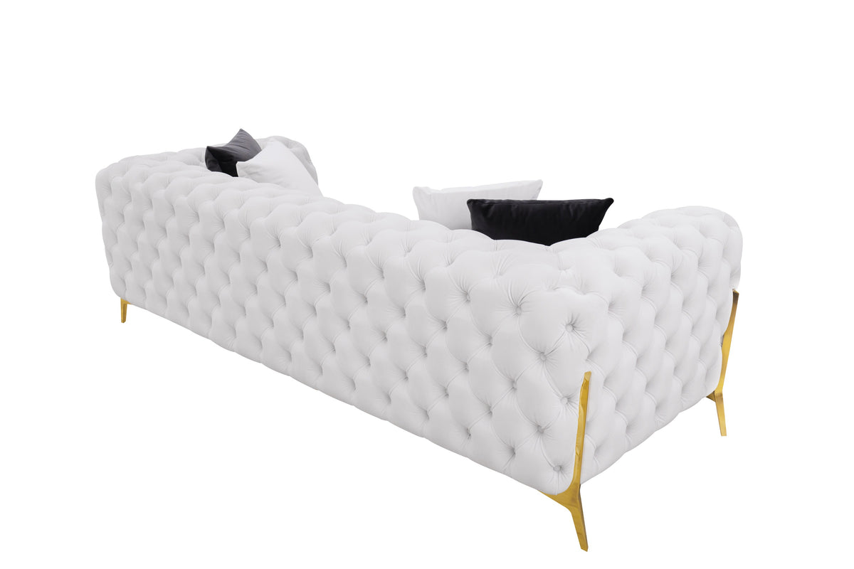 Clarice - Transitional Light Beige Velvet Sofa Set