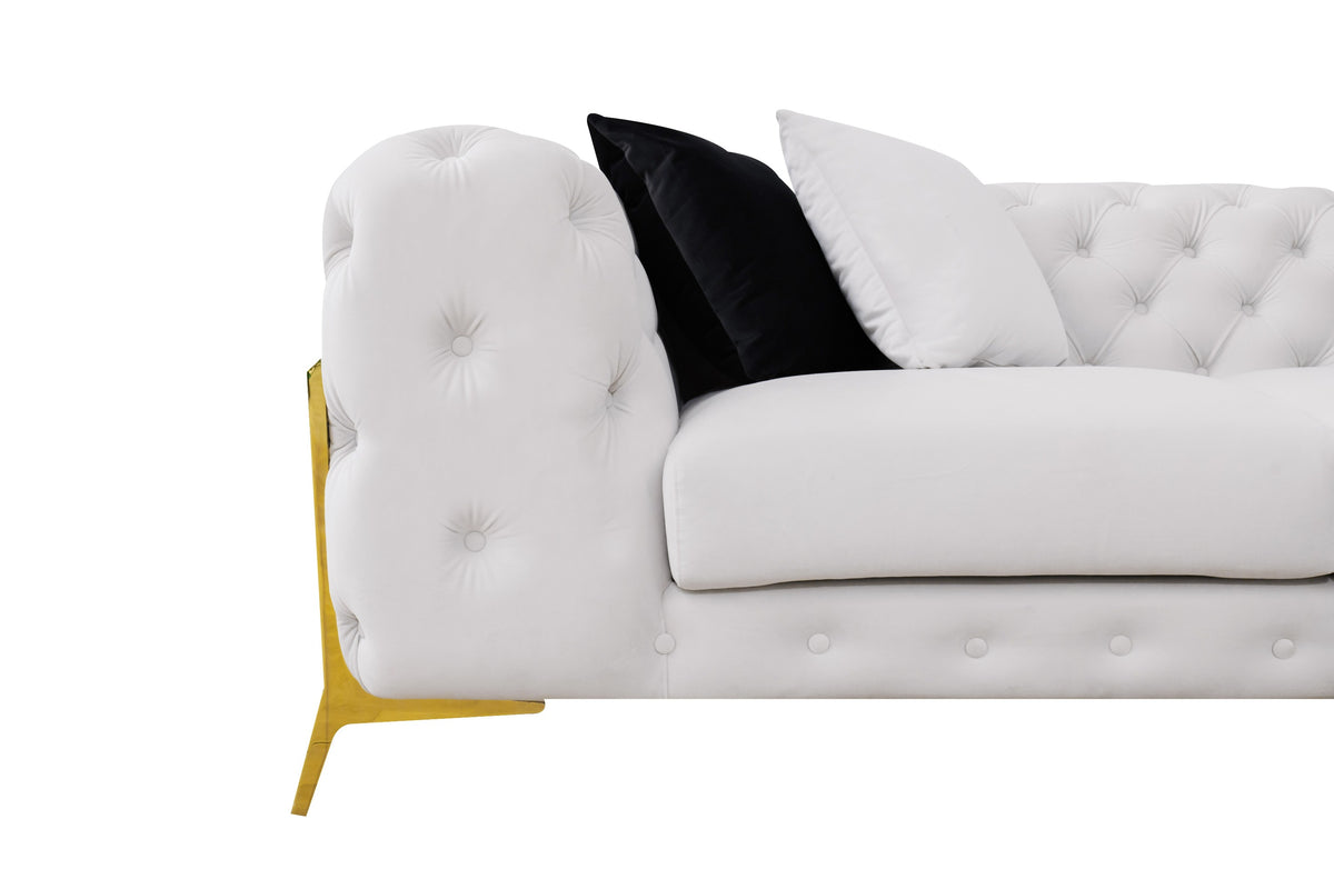 Clarice - Transitional Light Beige Velvet Sofa Set