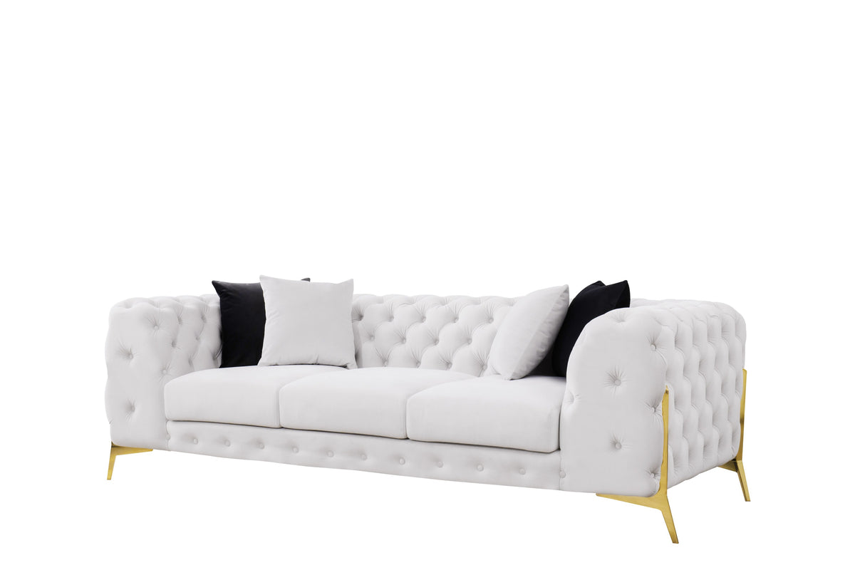 Clarice - Transitional Light Beige Velvet Sofa Set