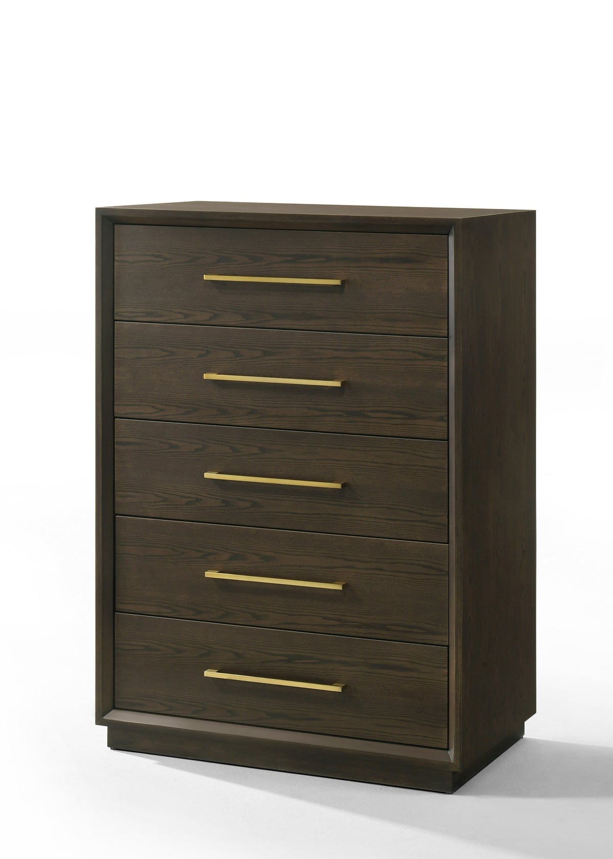 Manhattan - Contemporary Brown Oak and Gold Chest