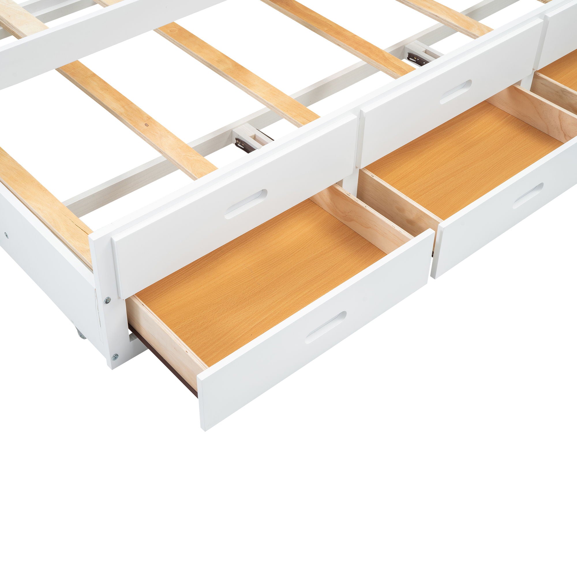 Platform Bed With Trundle, Drawers, USB Ports And Built In Shelves