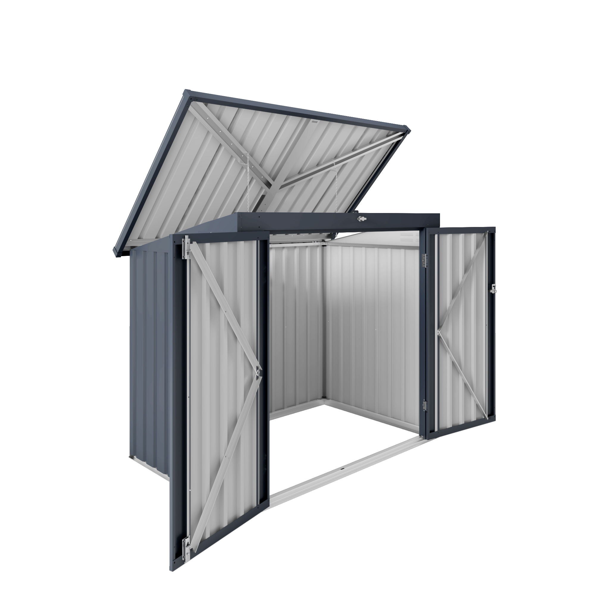 Outdoor Trash Can Storage Shed For 2 Bins Garbage - Gray