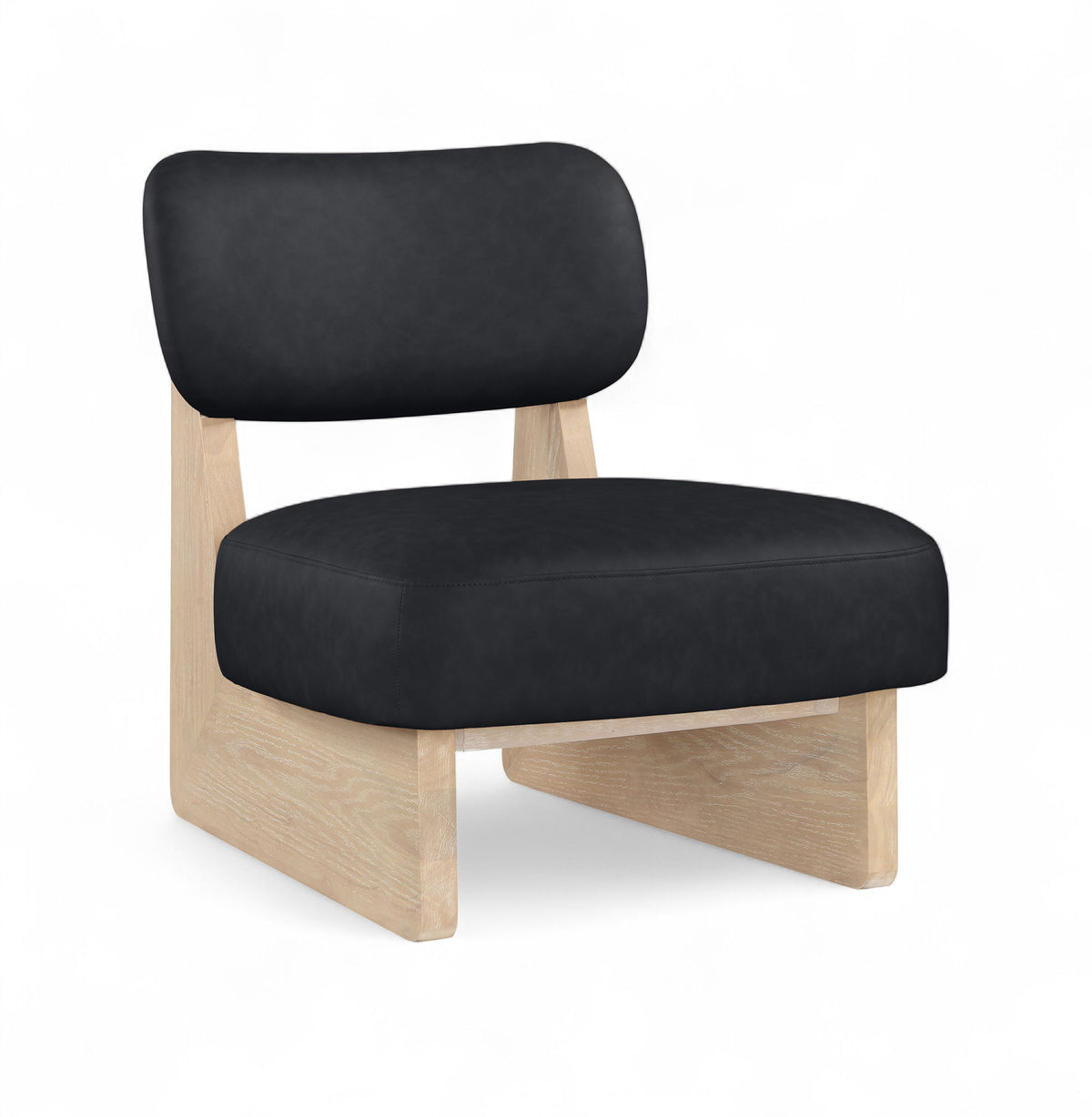 Vetra - Vegan Leather Upholstered Accent Chair With Natural Base