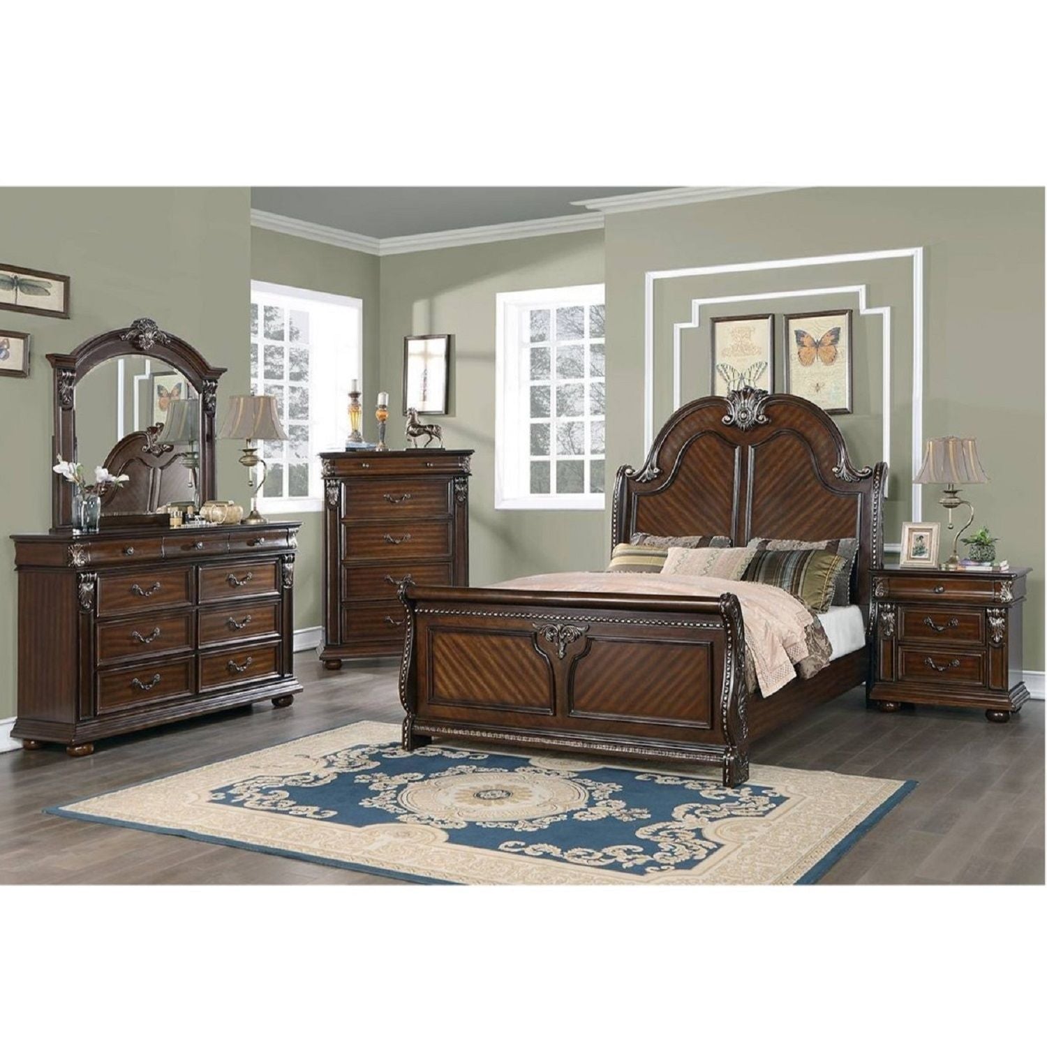 Queen Size Bed Panel Headboard And Footboard - Brown