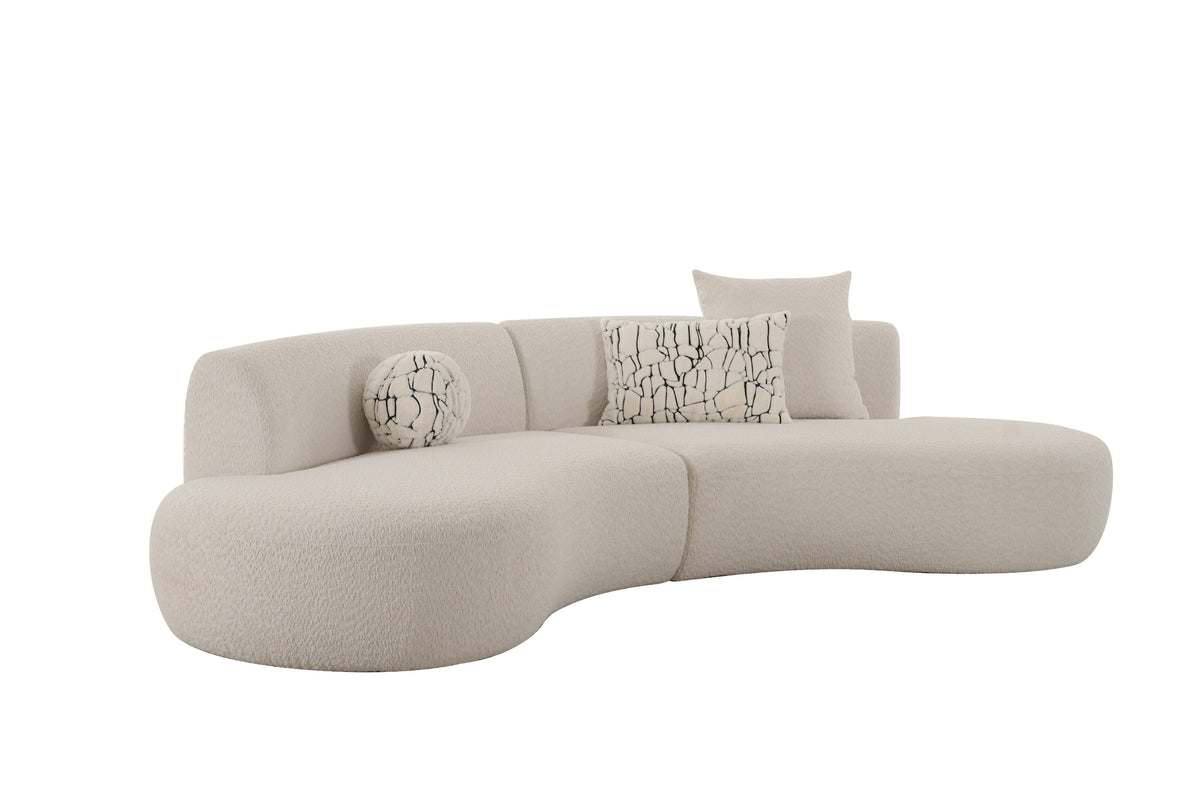 Weldon - Modern Off-White Fabric Curved Sectional Sofa