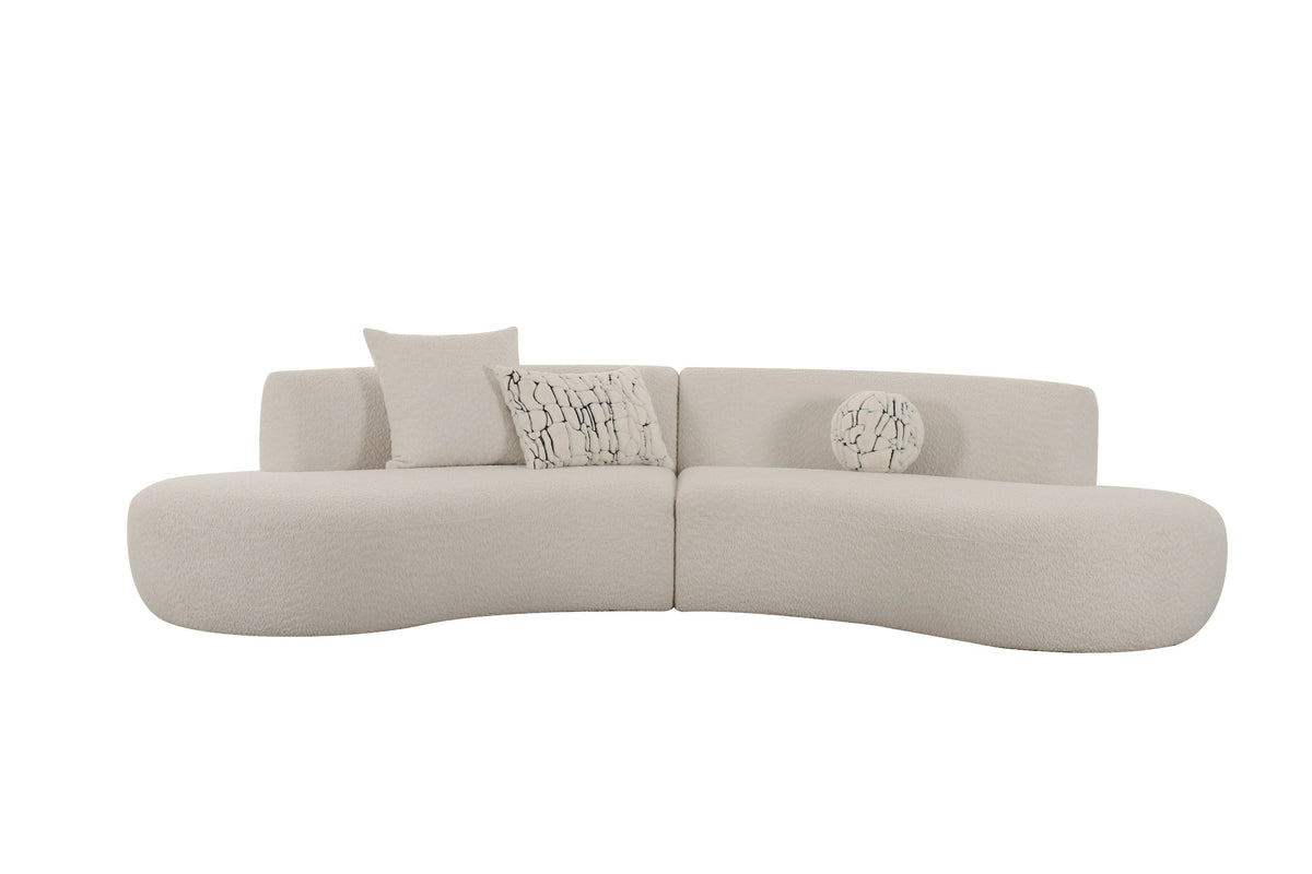 Weldon - Modern Off-White Fabric Curved Sectional Sofa