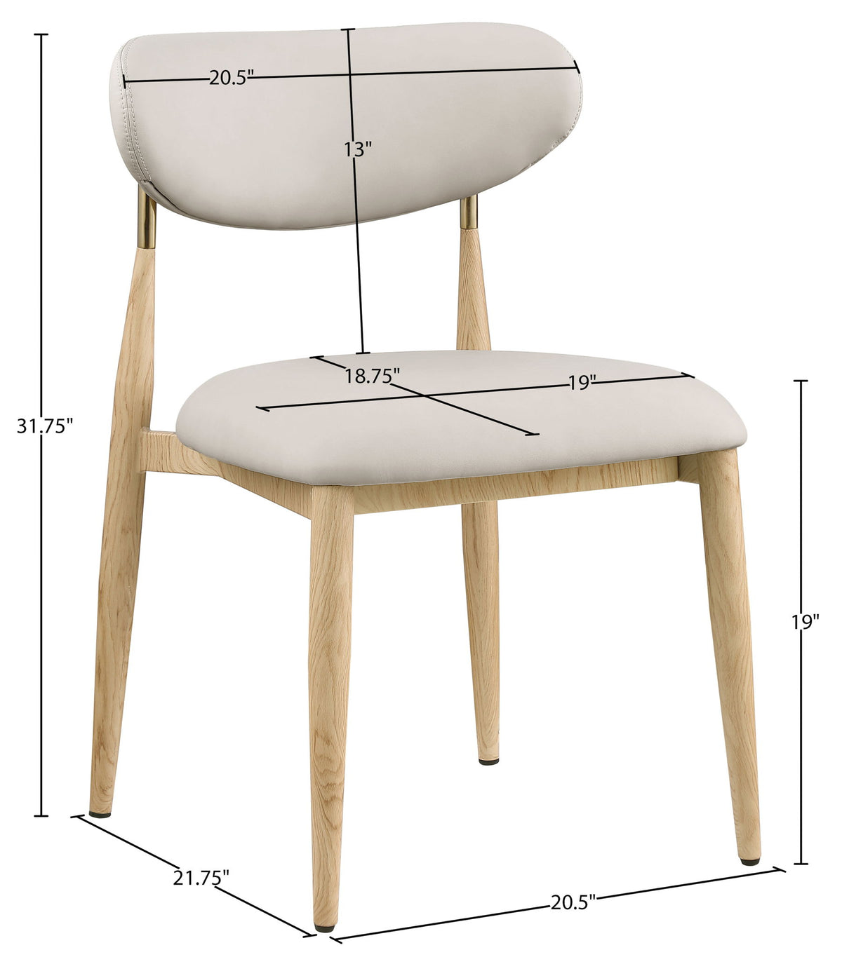 Ronda - Vegan Leather Upholstered Dining Side Chair - Natural Legs