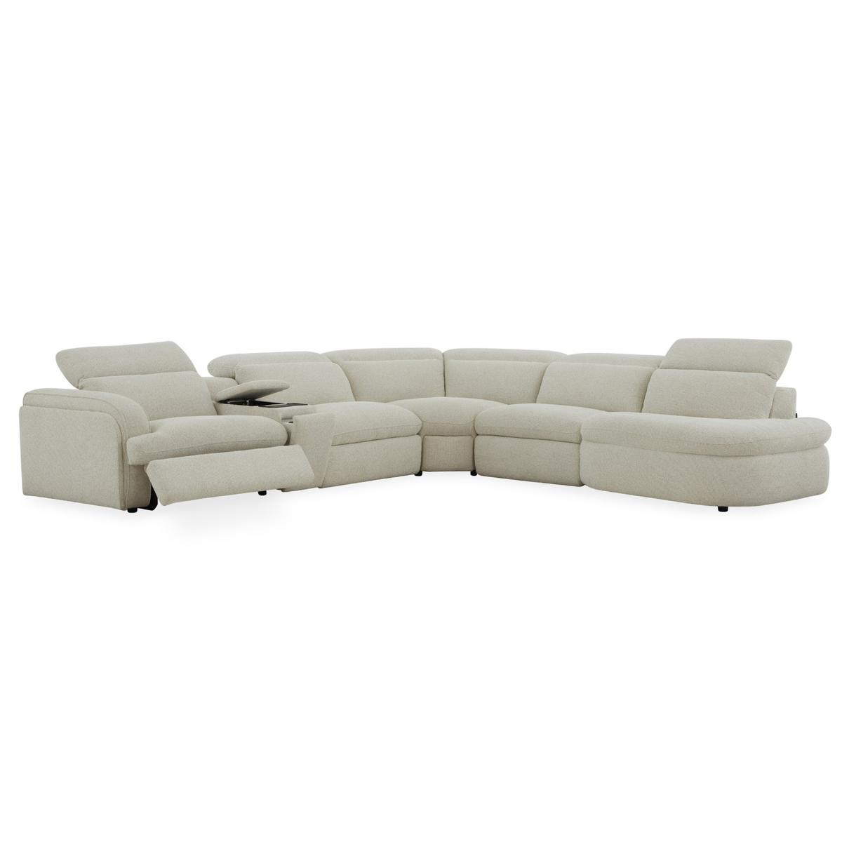 Ambler - Modern Off-White Fabric Sectional Sofa w/ 2 Power Recliners Right Facing Chaise - original 2