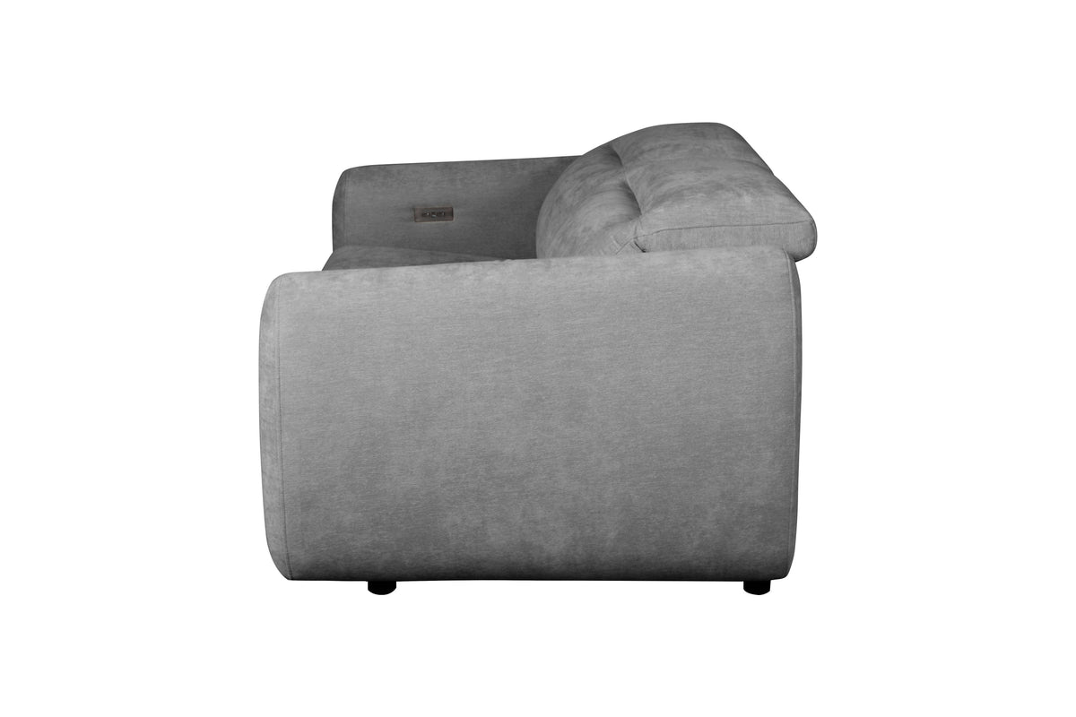 Brevig - Modern Grey Fabric Sofa w/ 2 Recliners