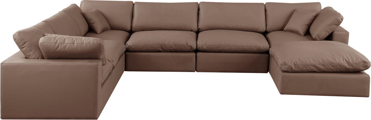 Comfy - 7 Piece Faux Leather Modular Sectional With Chaise