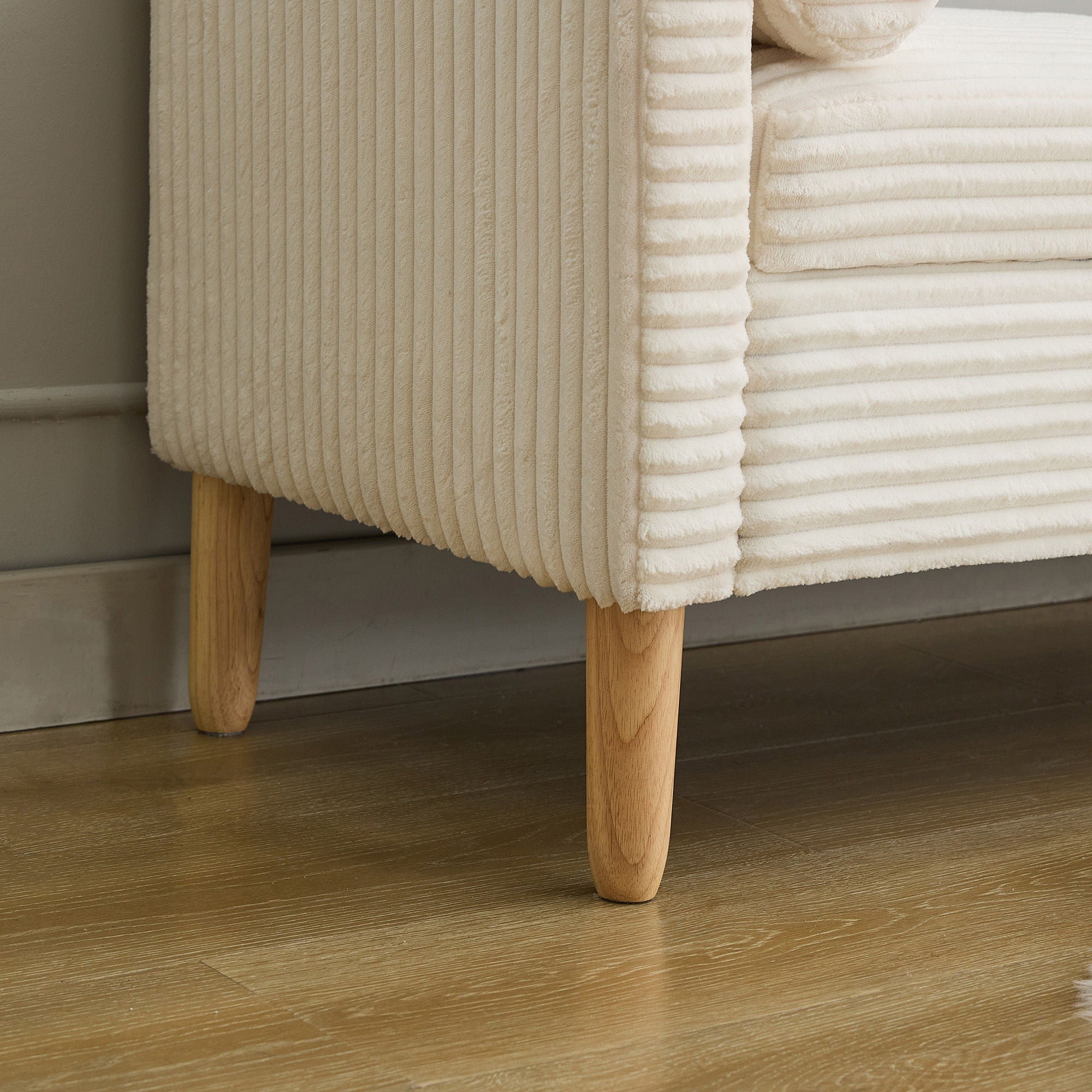 Upholstered Corduroy Flip Top Storage Bench For Living Room