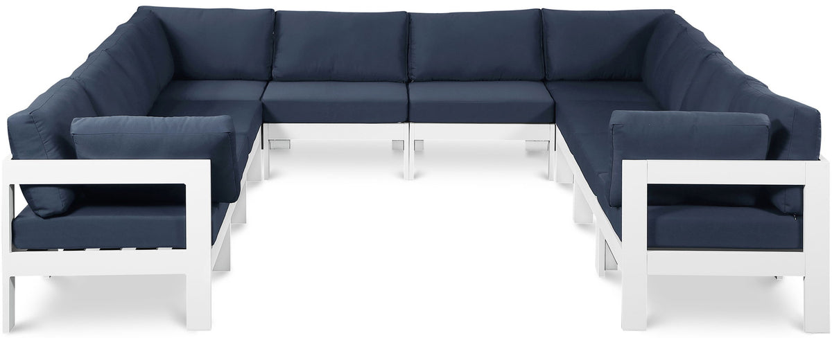 Nizuc - Outdoor Patio 10 Piece Modular Sectional With White Frame