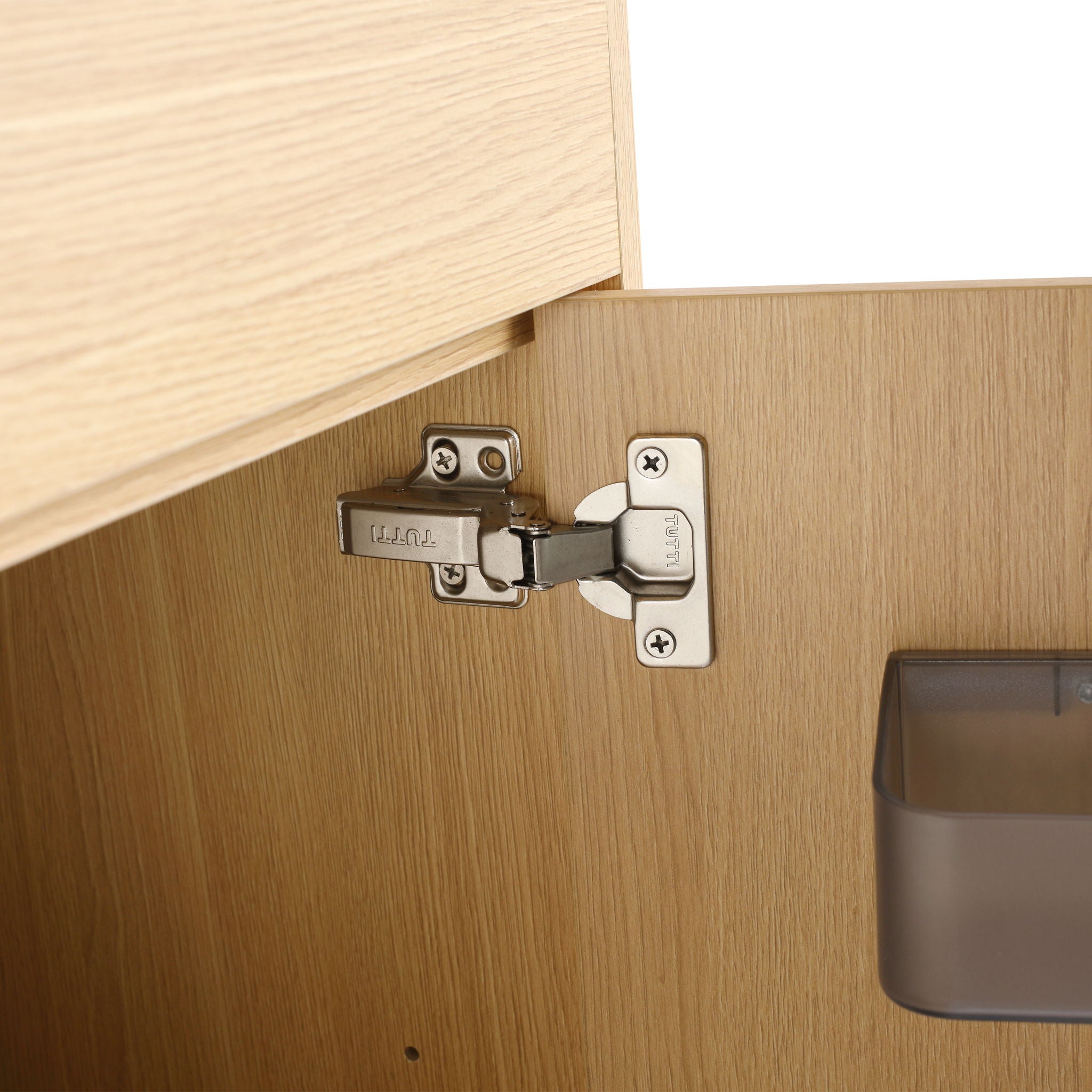 48" Freestanding Bathroom Vanity With Double Sink, 2 Soft Close Doors & 3 Open Shelves - Oak