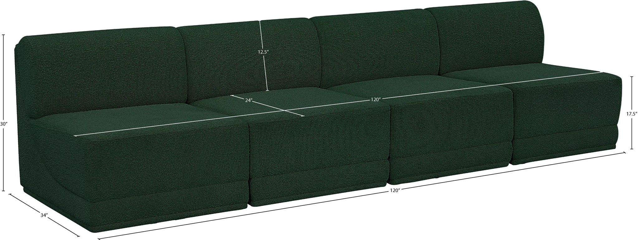 Ollie - 4 Seat Armless Modular Sofa
