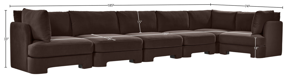 Hammond - Velvet Performance Fabric Upholstered 6 Piece L-Shaped Sectional