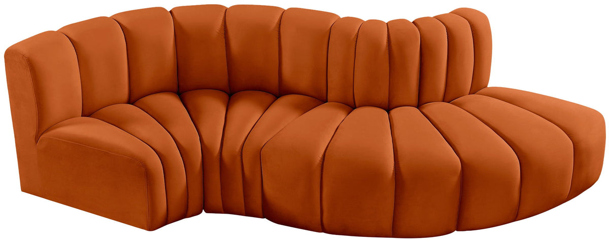 Arc - Velvet 4 Piece L-Shaped Modular Sofa