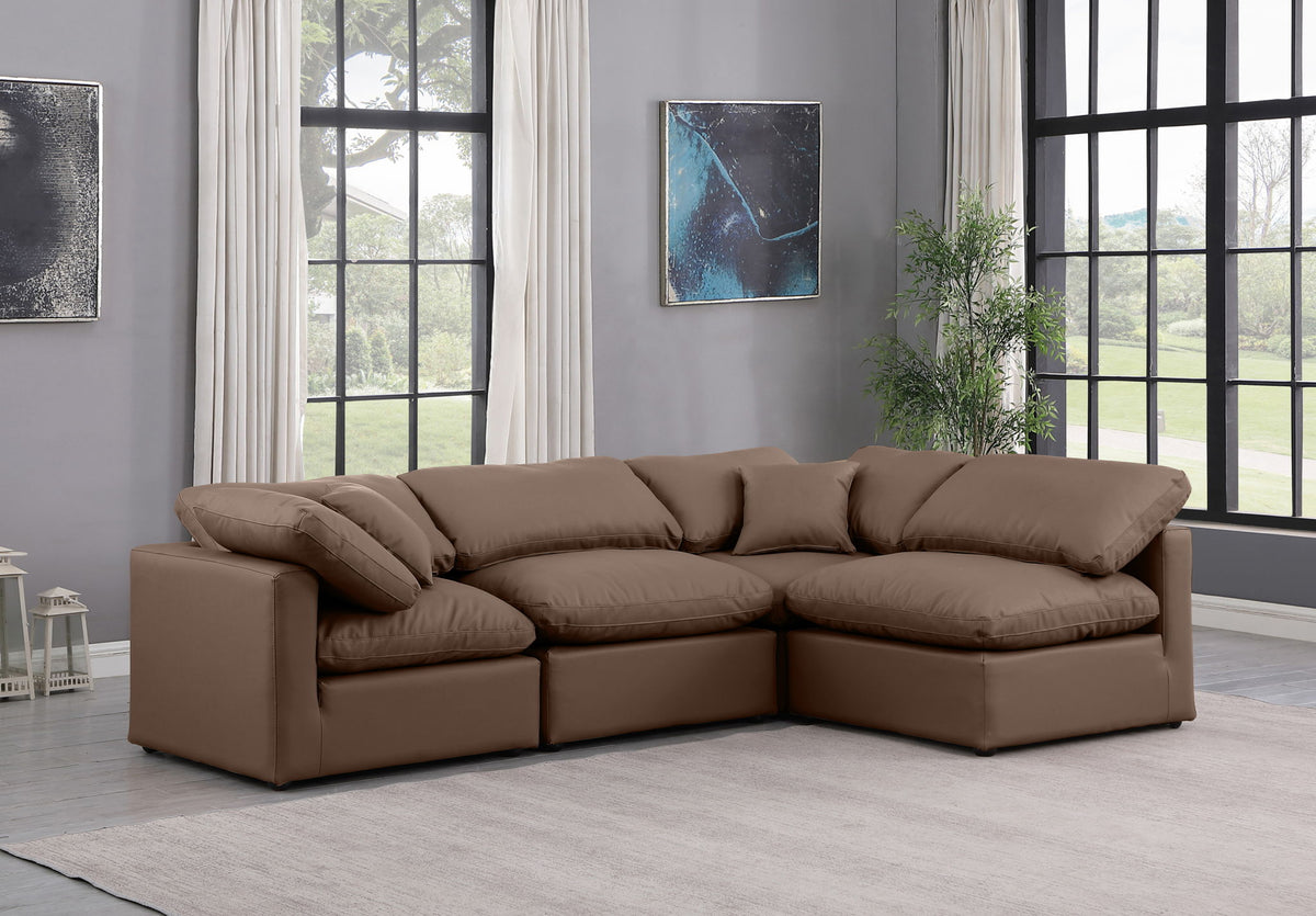 Indulge - Faux Leather 4 Piece Modular Sectional