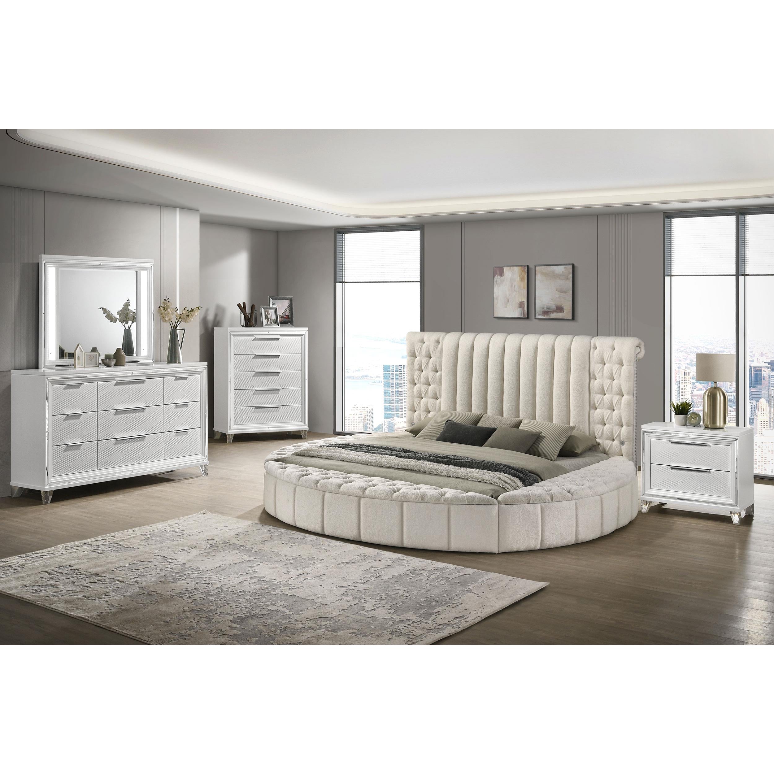 Coaster Furniture Sonya 360111KE Upholstered Eastern King Round Storage Bed - Ivory IMAGE 7