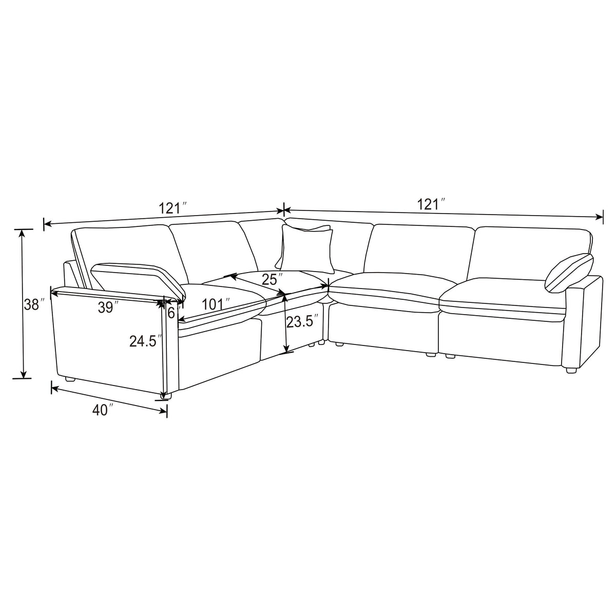 Collins Power Reclining Fabric 5 pc Sectional 609560P