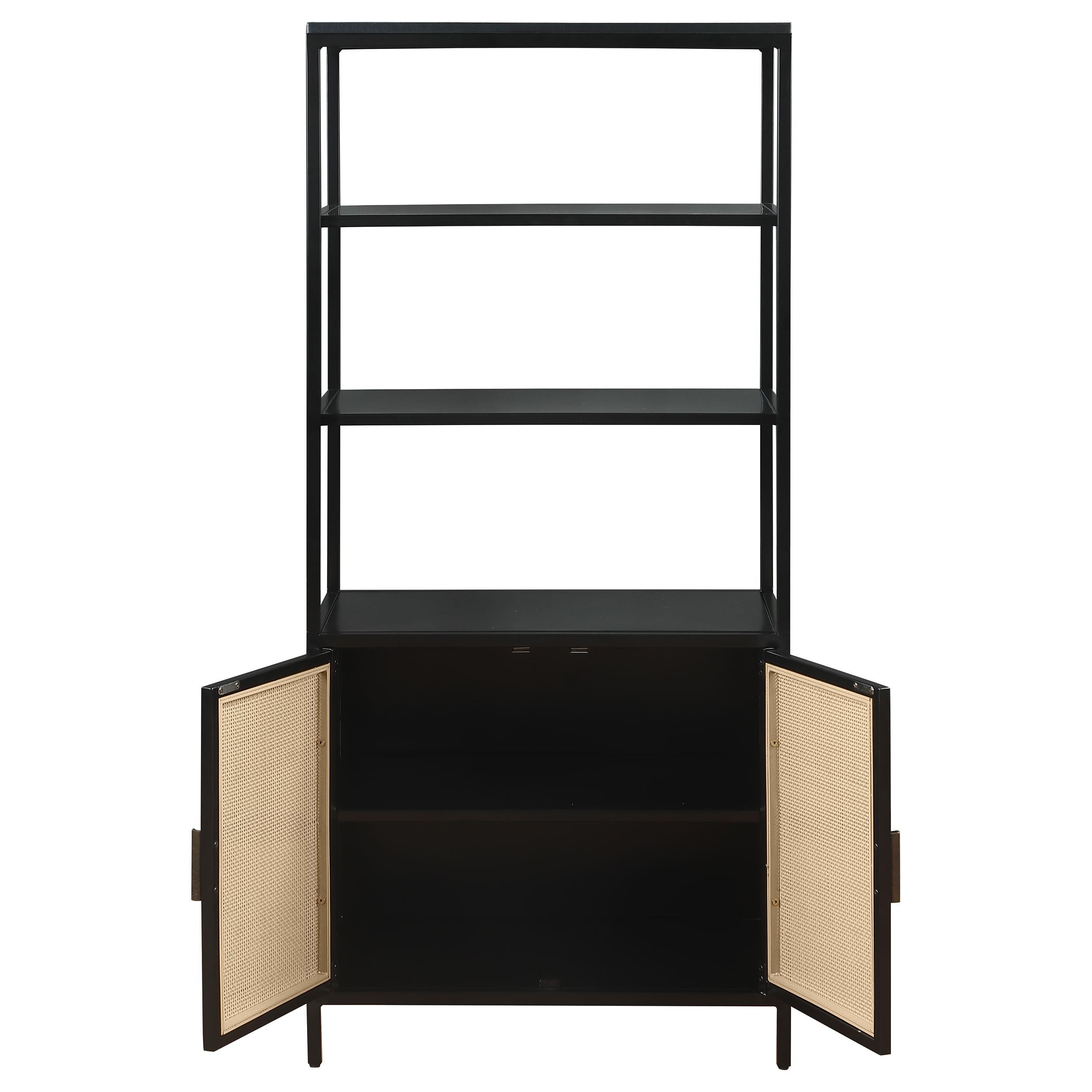 Coaster Furniture Amherst 961651 3-shelf Radio Weave Cane Metal Accent Cabinet - Black IMAGE 3