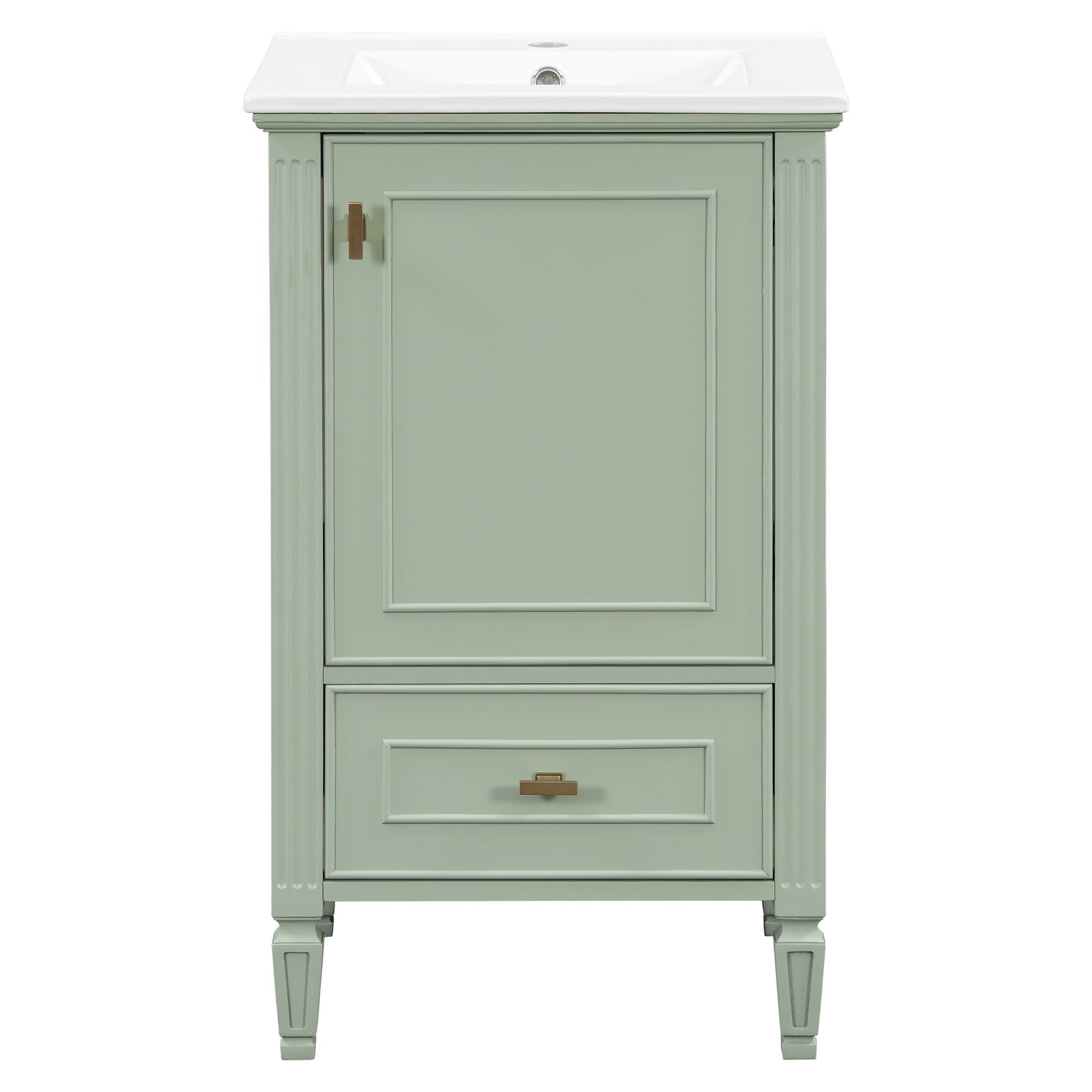 Bathroom Vanity & Sink, Freestanding Storage Cabinet, Soft Close Drawers & Doors - Green