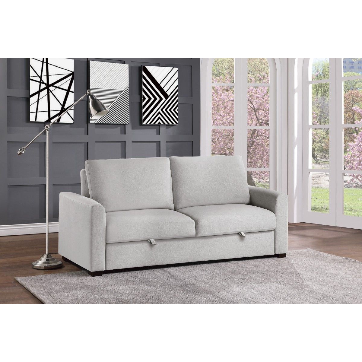 Price - Convertible Studio Sofa With Pull-Out Bed - Gray