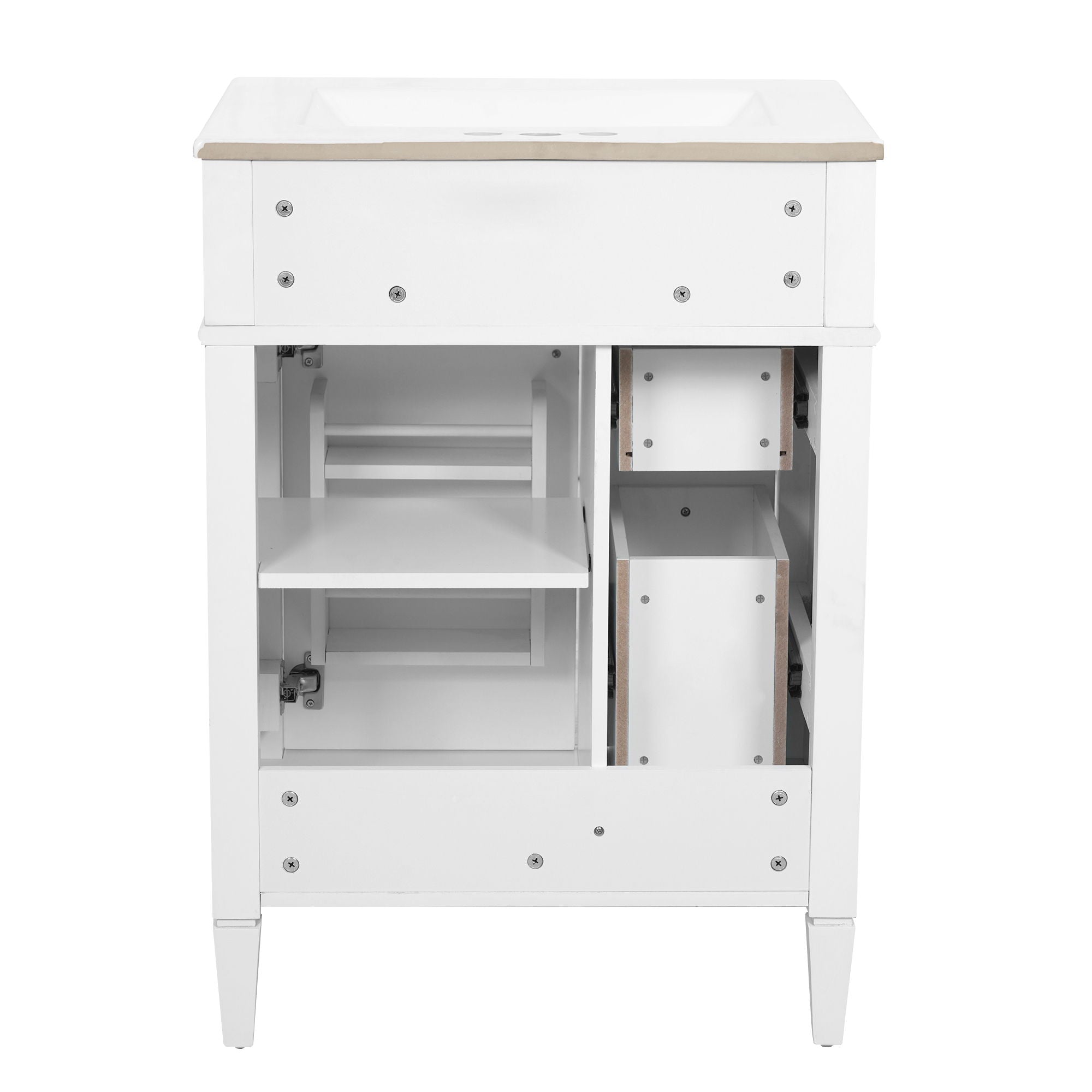 Bathroom Vanity With Top Sink, Storage Cabinet With 2 Drawers And Tip-Out Drawer