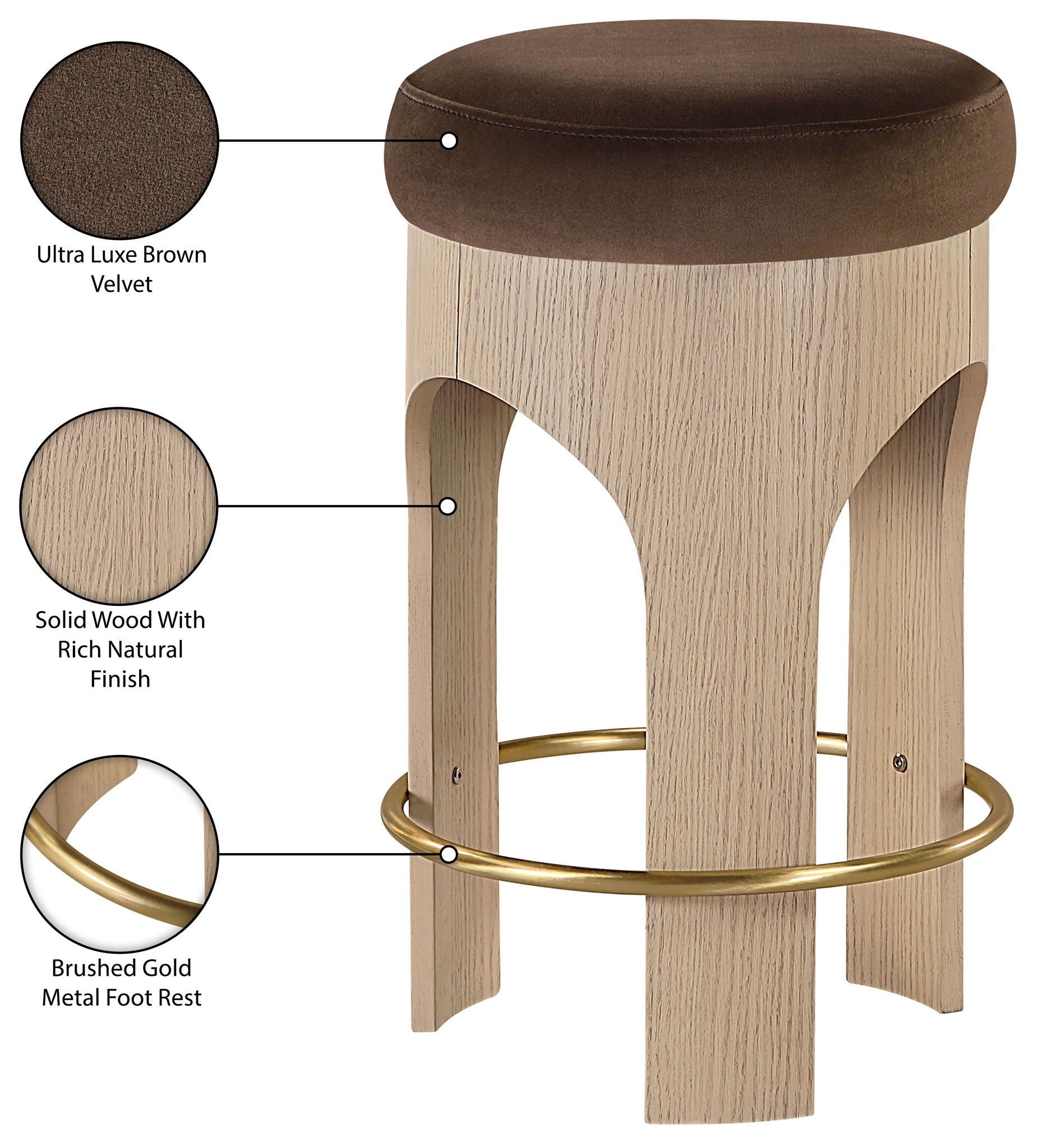Bocceli - Counter Stool - Natural Base
