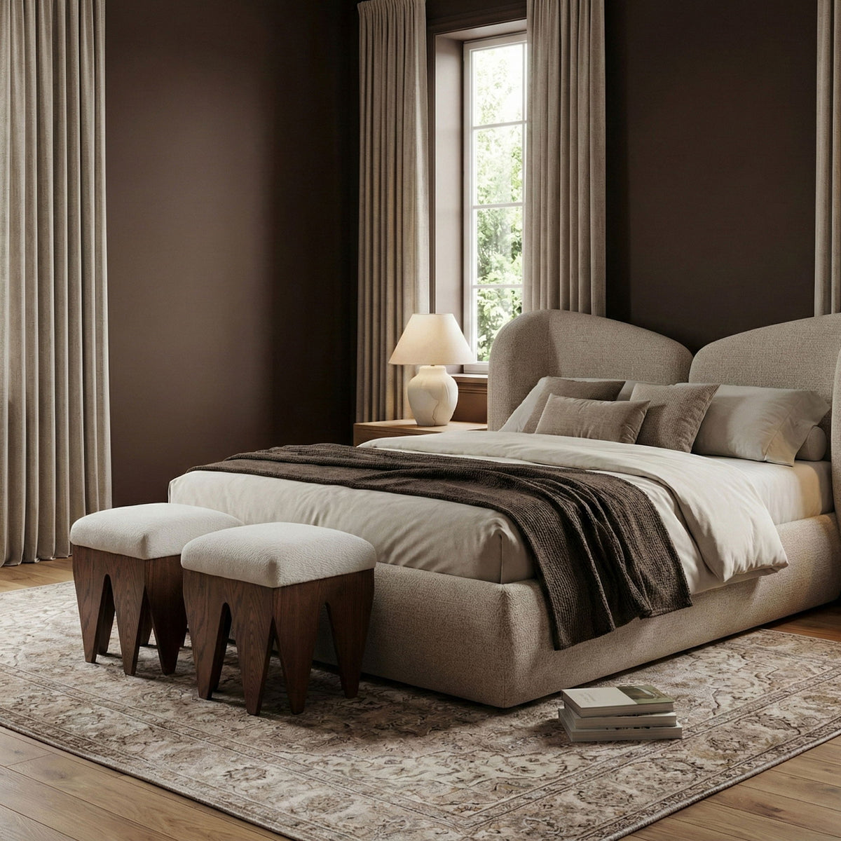 Altair - Fabric Bench - Dark Brown Base